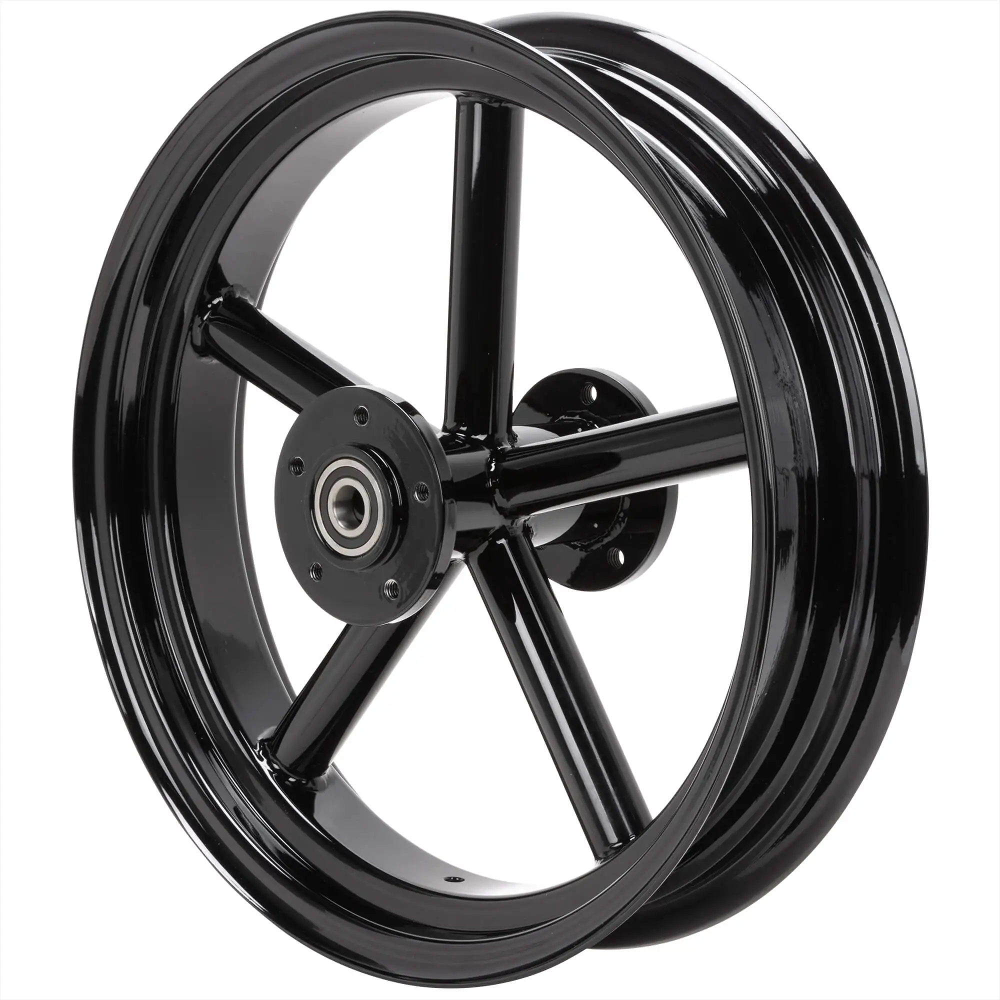 Led Sled Customs Round Spoke Invader 16 X 3.5 Dual Flange Rear Wheel - Gloss Black - Image 3