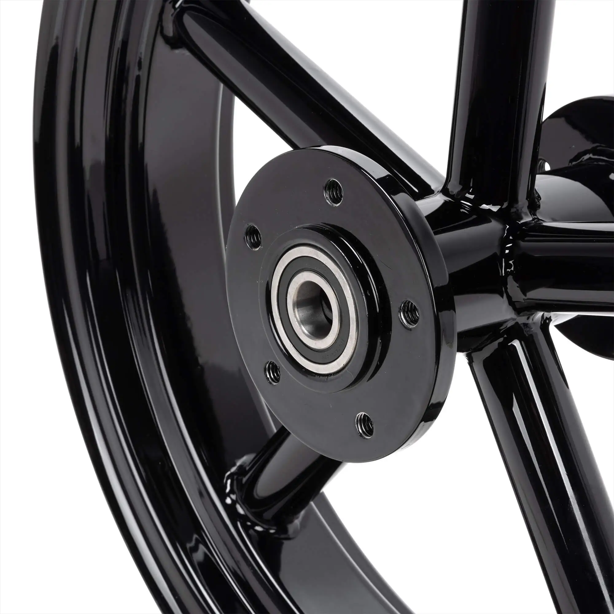 Led Sled Customs Round Spoke Invader 16 X 3.5 Dual Flange Rear Wheel - Gloss Black - Image 4