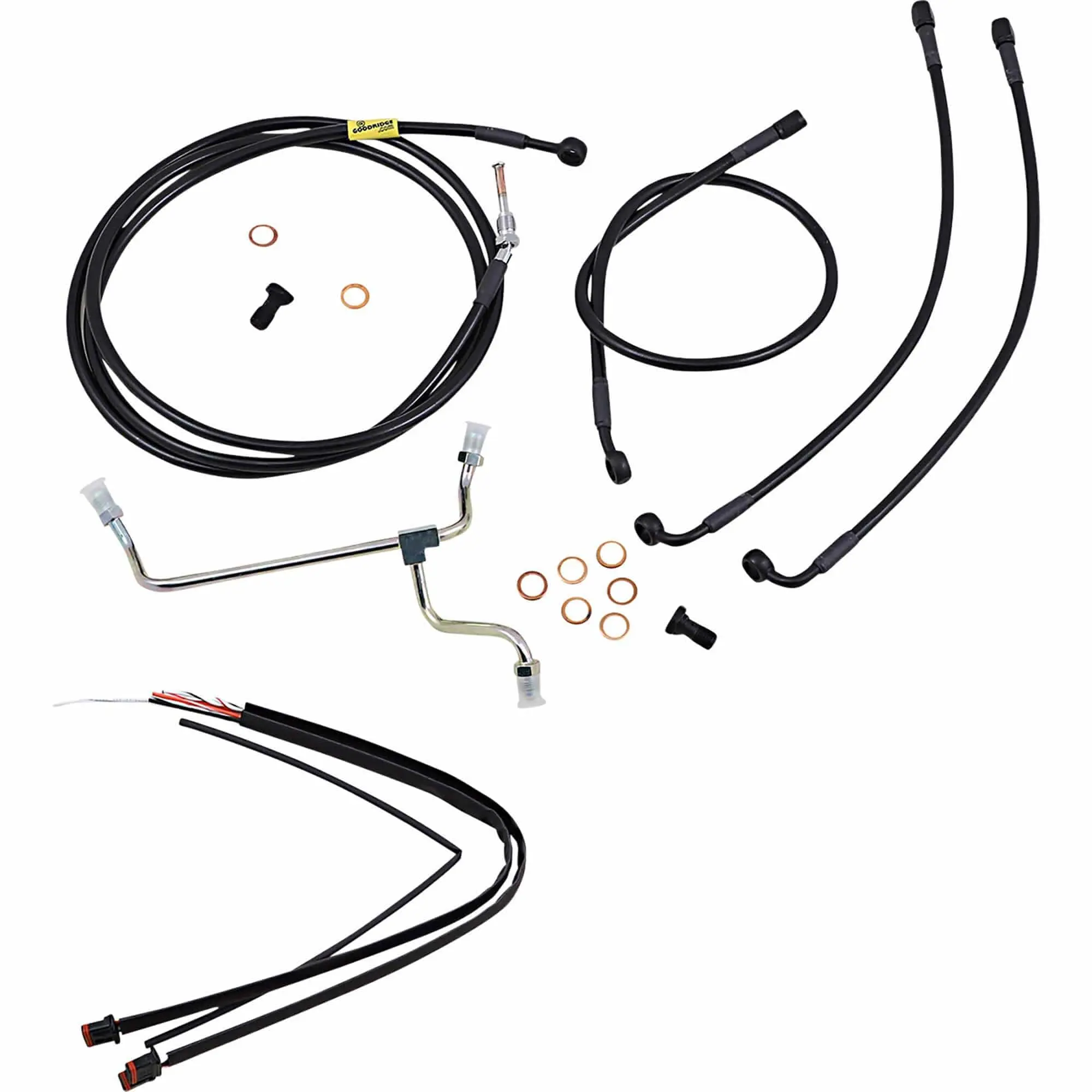 Burly Brand Complete Handlebar Cable/Brake Line Kit For 13" Ape Hanger Handlebars 17-20 FLHT/FLHX W/o ABS - Image 2