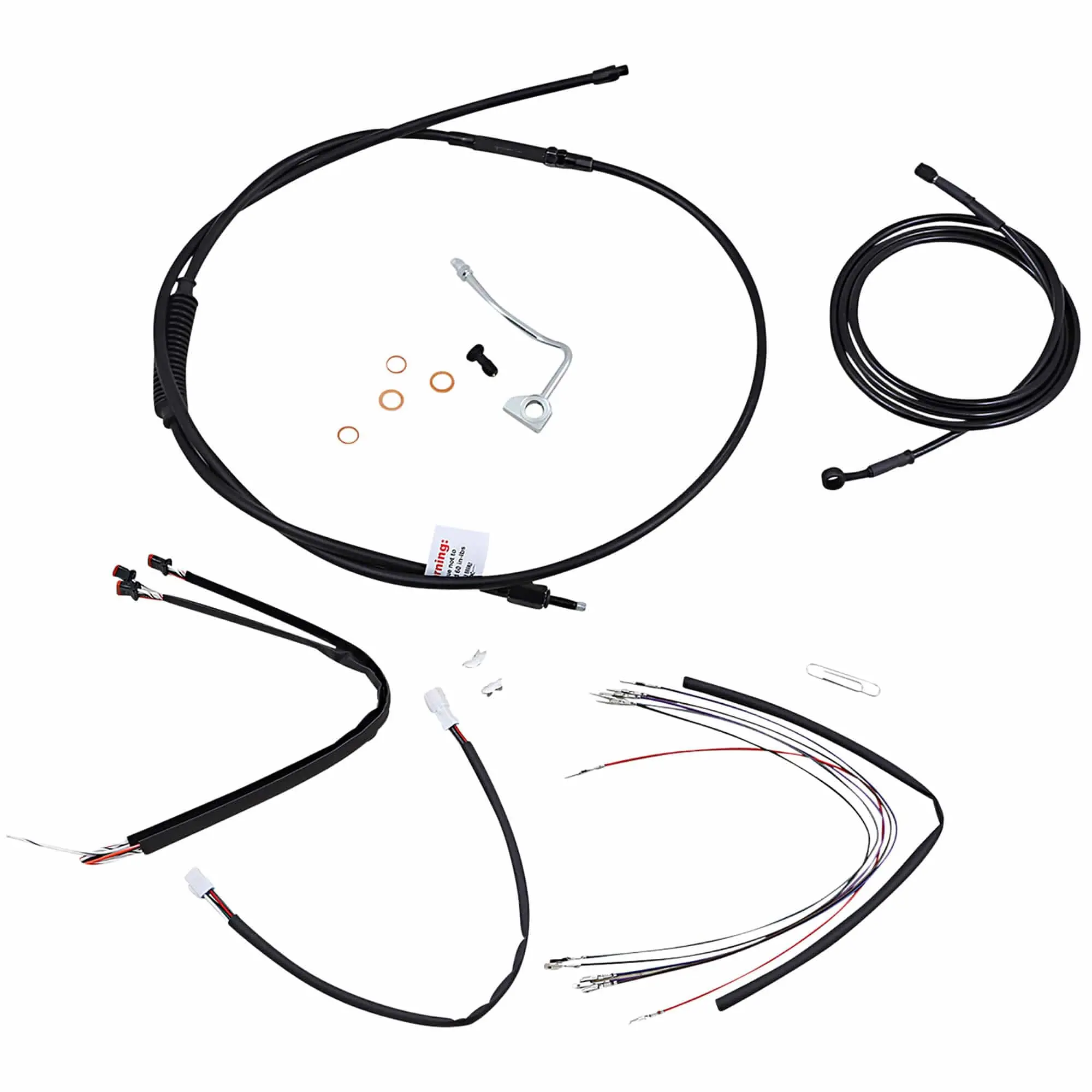 Burly Brand Complete Handlebar Cable/Brake Line Kit For 18" Ape Hanger Handlebars 14-16 FLHR/FLHRC W/ ABS - Image 2