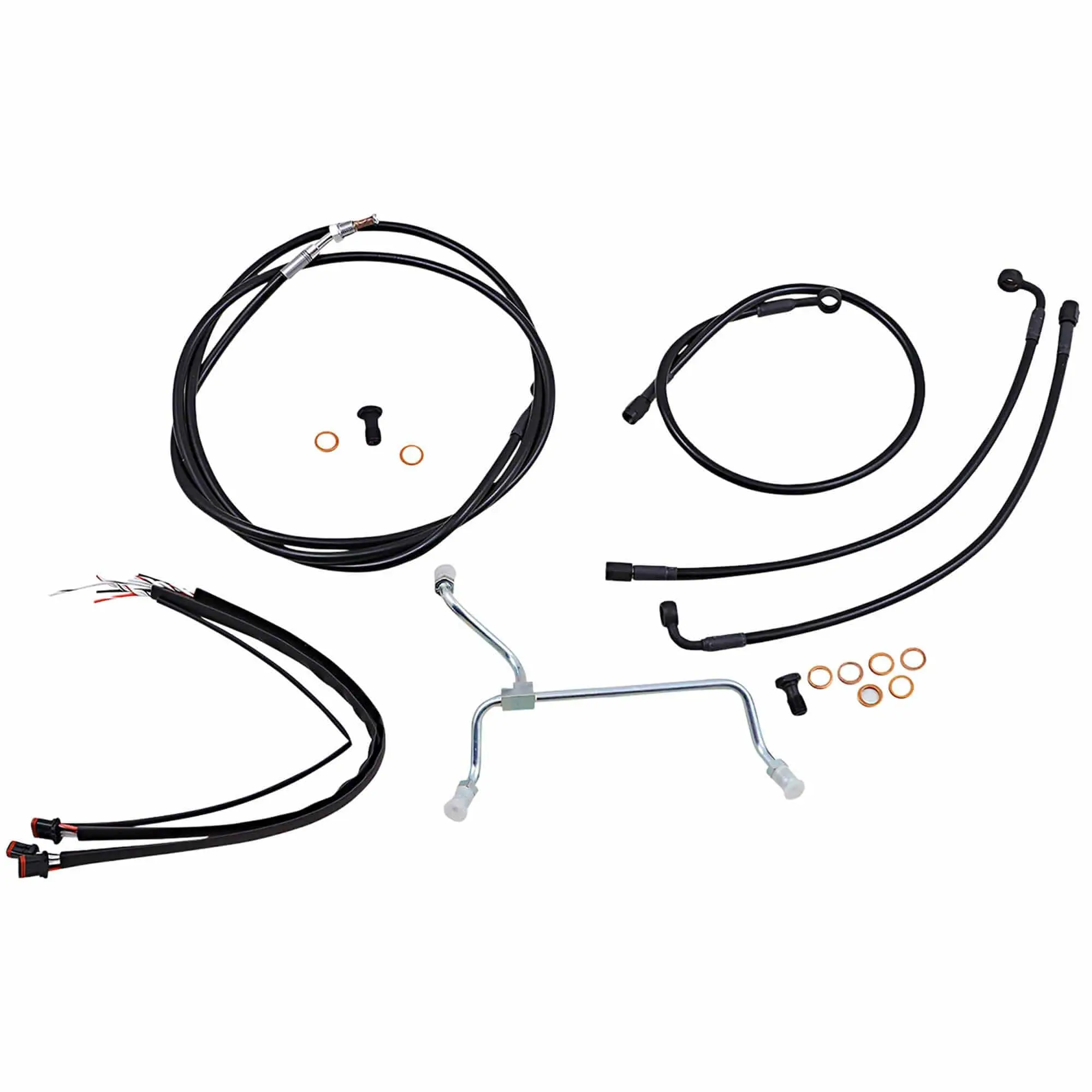 Burly Brand Complete Handlebar Cable/Brake Line Kit For 13" Ape Hanger Handlebars 14-15 FLHX/FLHT/C/U W/o ABS - Image 2
