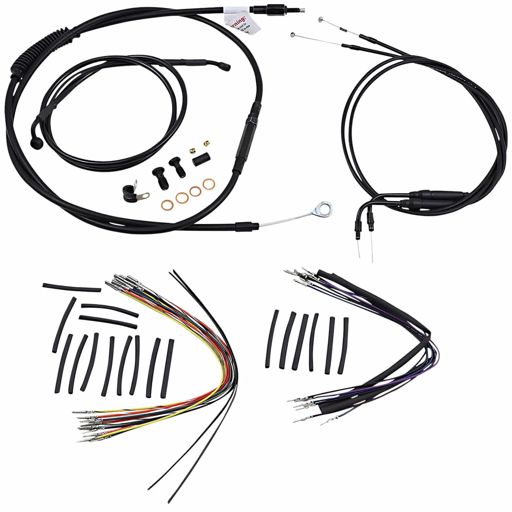 Burly Brand Complete Handlebar Cable/Brake Line Kit For 14" Ape Hanger Handlebars 00-06 FLST/C/F/N - Image 2