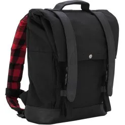 Burly Brand Roll Top Waxed Cotton Backpack - Black