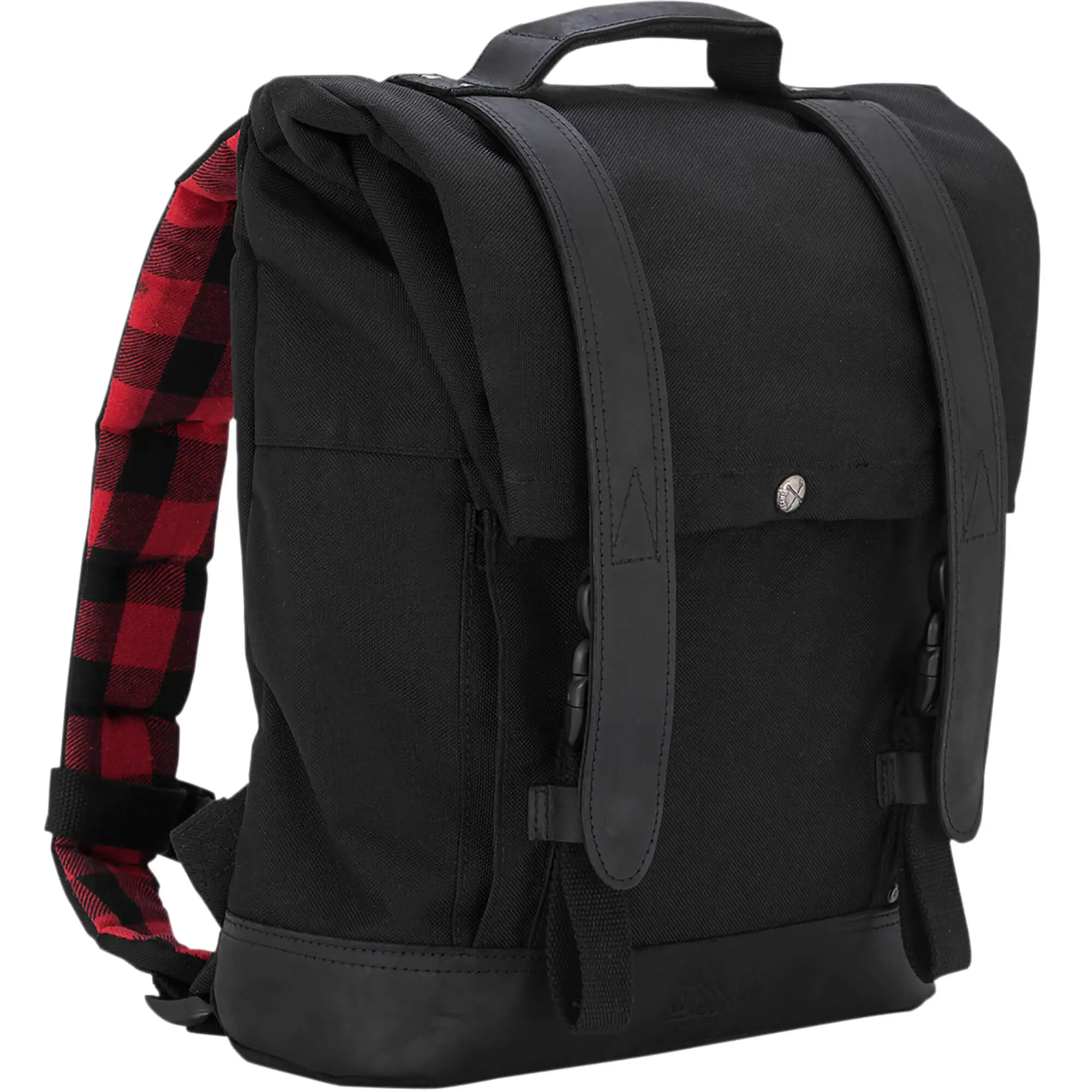 Burly Brand Roll Top Waxed Cotton Backpack - Black