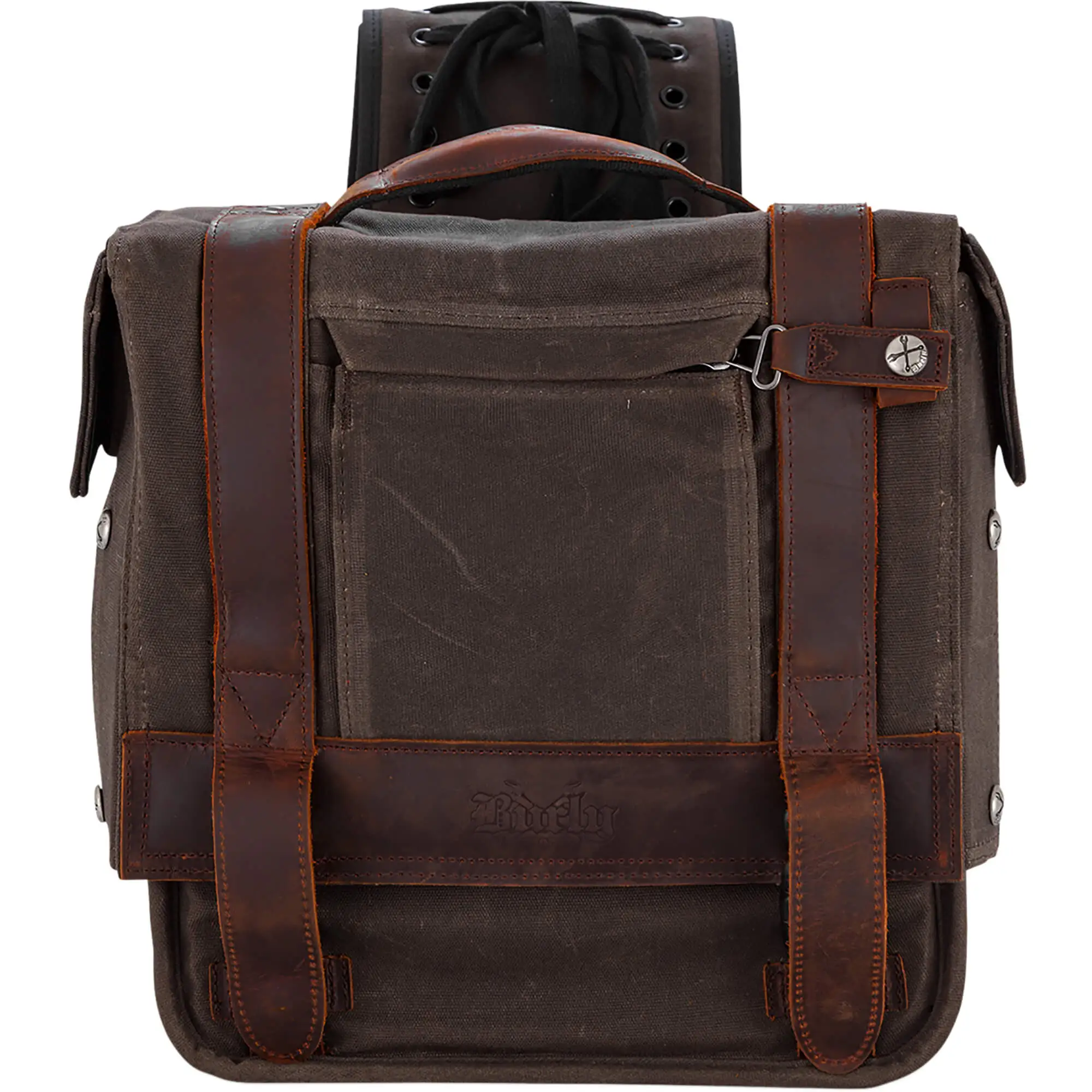 Burly Brand Throw-Over Waxed Cotton Saddleback - Brown - Image 3