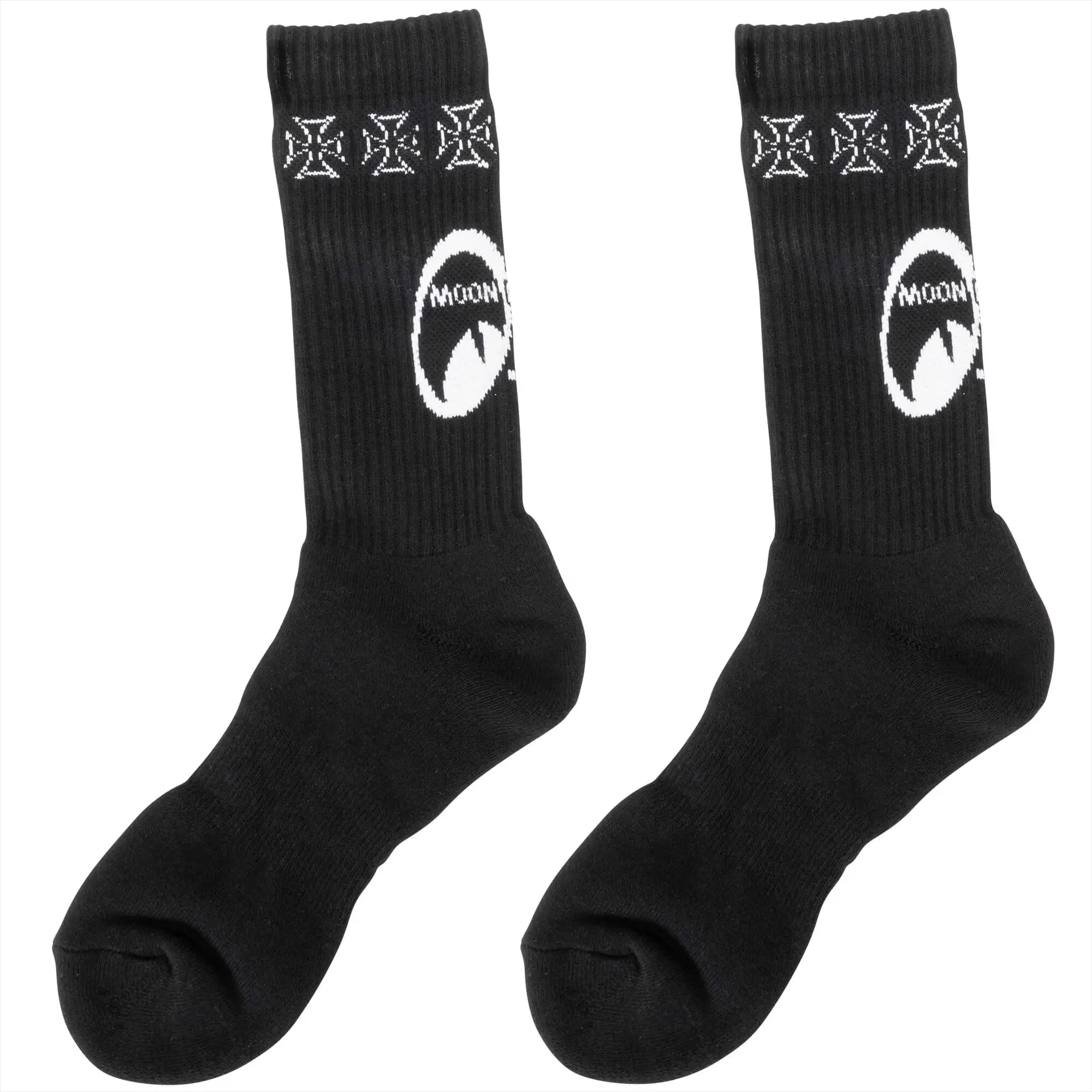 Mooneyes MOON Equipped 6 Iron Cross Socks - Black - Image 7