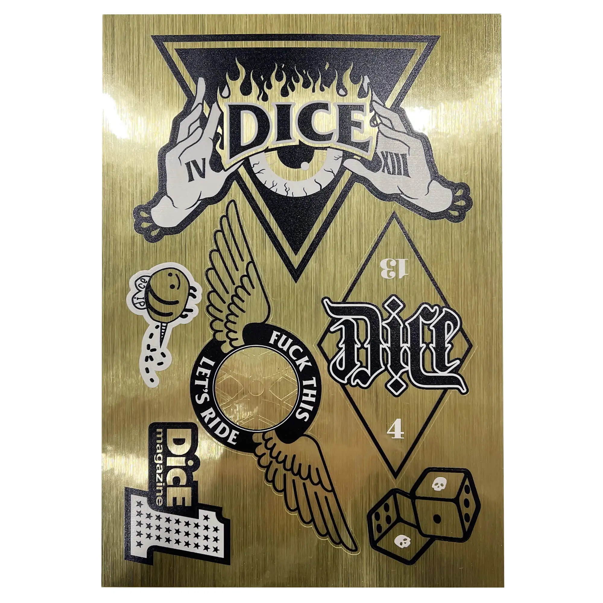 DiCE Magazine Gold Foil DicE Sticker Sheet