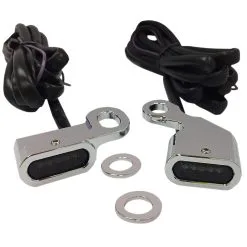 DRAG Specialties LED Handlebar Marker Lights - Chrome - Smoke Lens