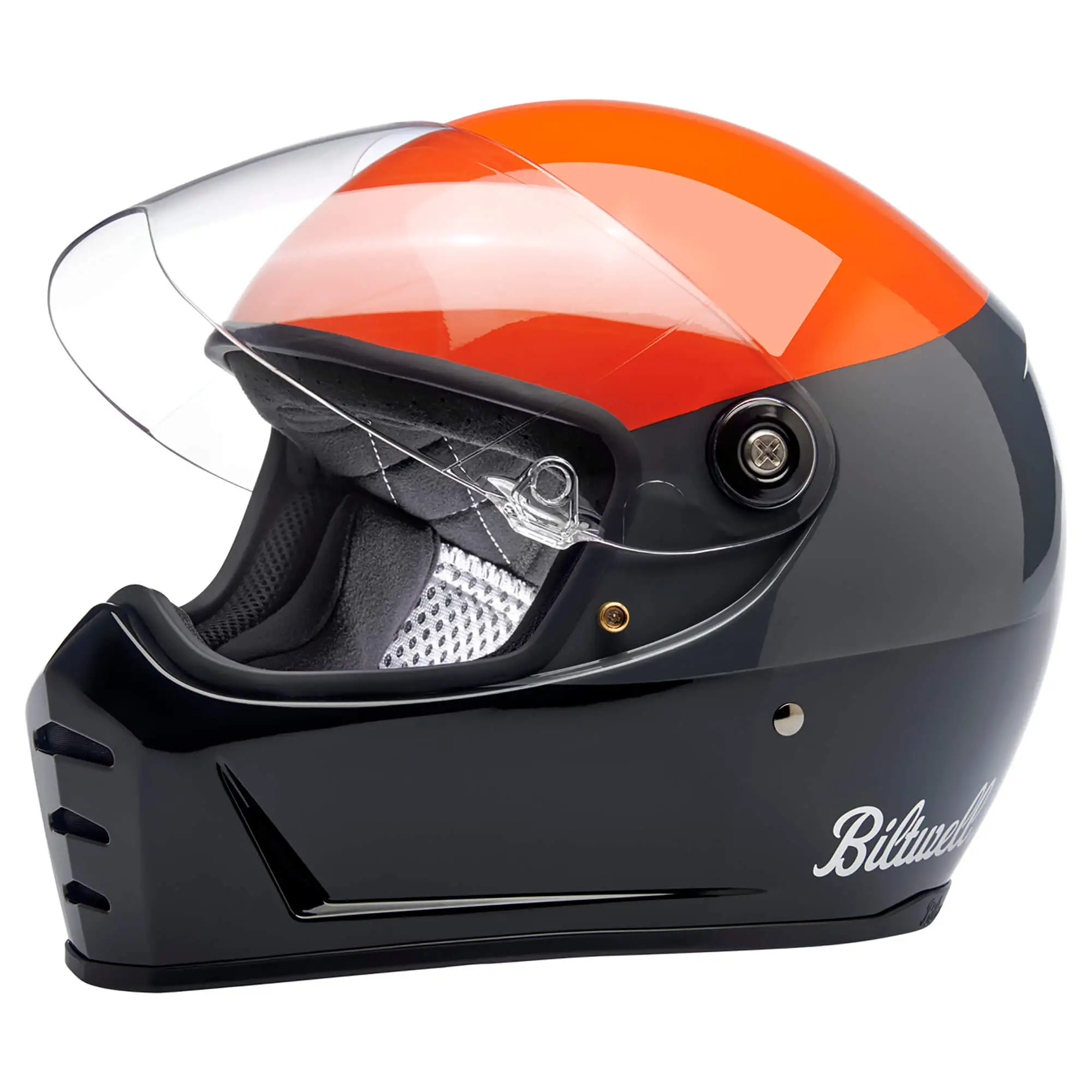 Biltwell Lane Splitter DOT/ECE Approved Full Face Helmet - Podium Gloss Orange/Grey/Black - Image 4