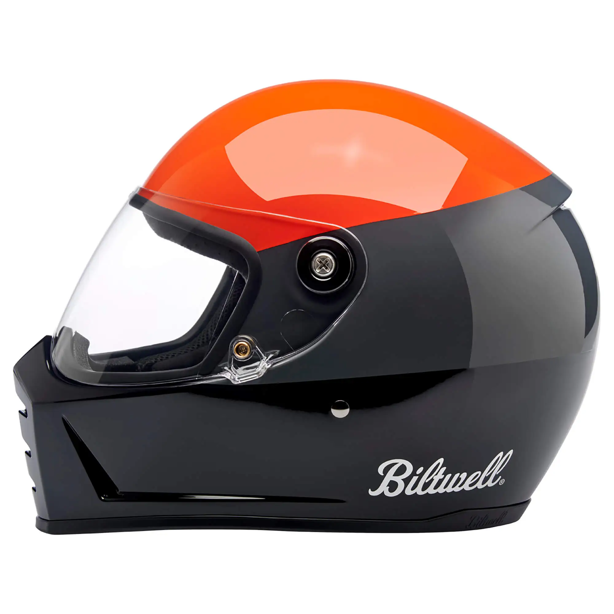 Biltwell Lane Splitter DOT/ECE Approved Full Face Helmet - Podium Gloss Orange/Grey/Black - Image 5