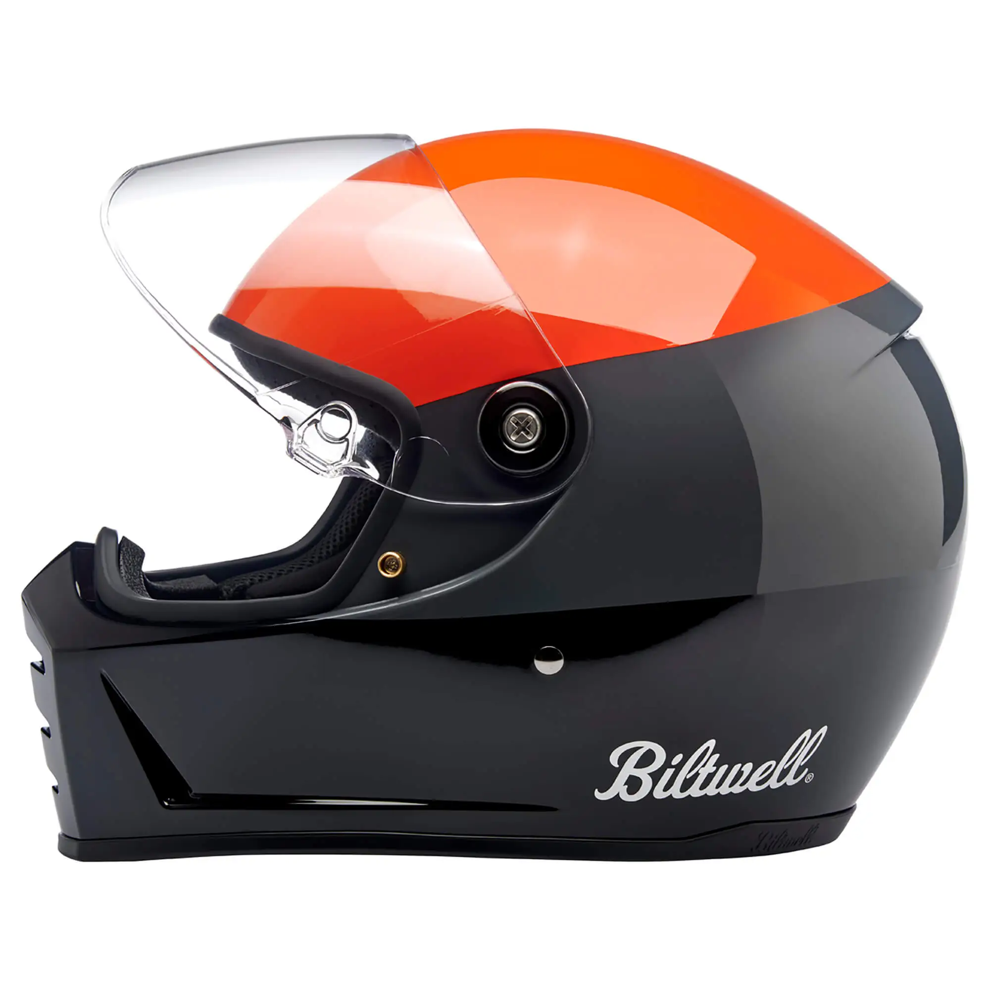 Biltwell Lane Splitter DOT/ECE Approved Full Face Helmet - Podium Gloss Orange/Grey/Black - Image 6