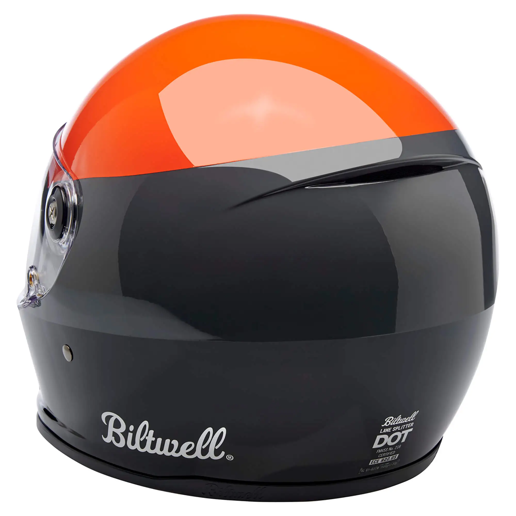 Biltwell Lane Splitter DOT/ECE Approved Full Face Helmet - Podium Gloss Orange/Grey/Black - Image 7