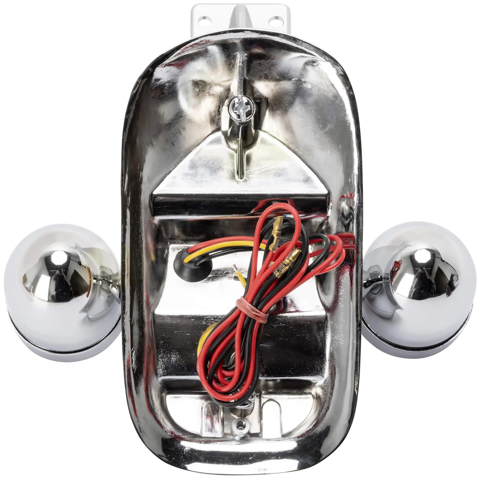 Cycle Standard Tombstone LED Taillight W/ Amber Turn Signals - Red Lens - Chrome - Image 4