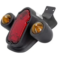 Cycle Standard Tombstone LED Taillight W/ Amber Turn Signals - Red Lens - Black
