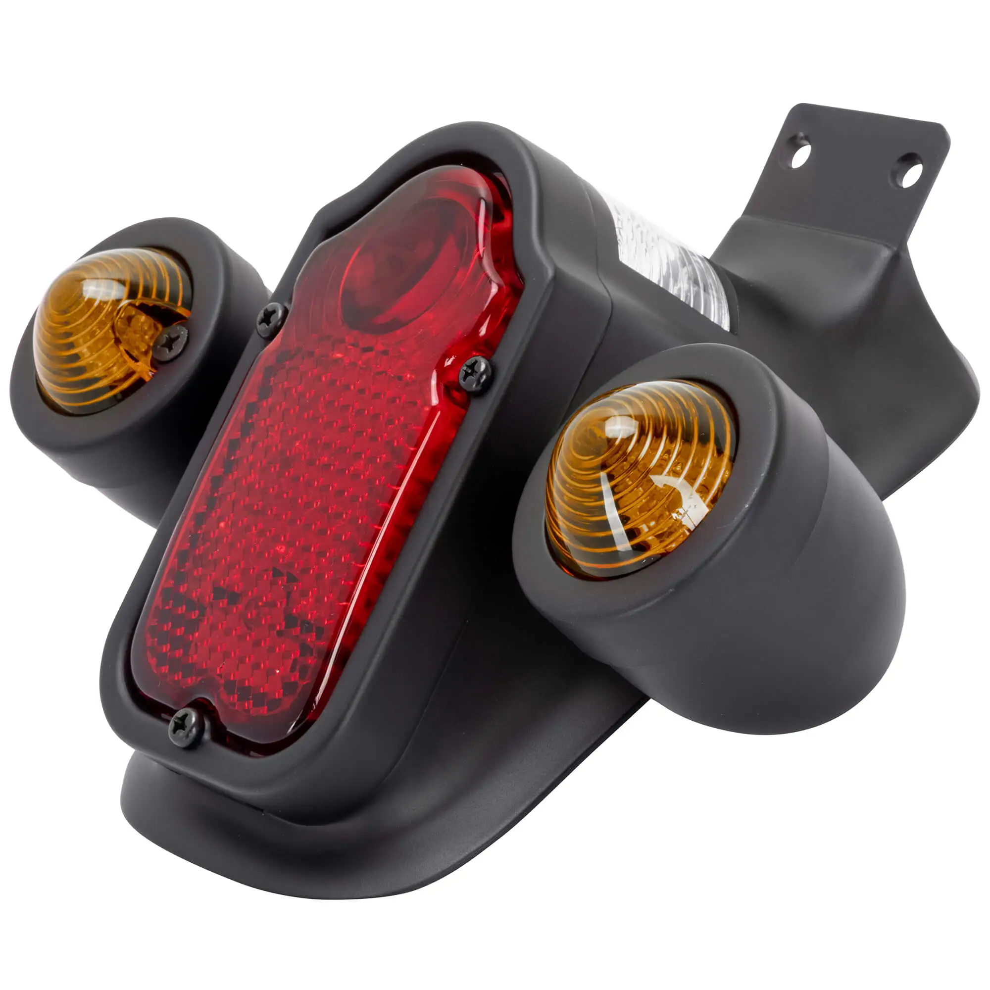 Cycle Standard Tombstone LED Taillight W/ Amber Turn Signals - Red Lens - Black