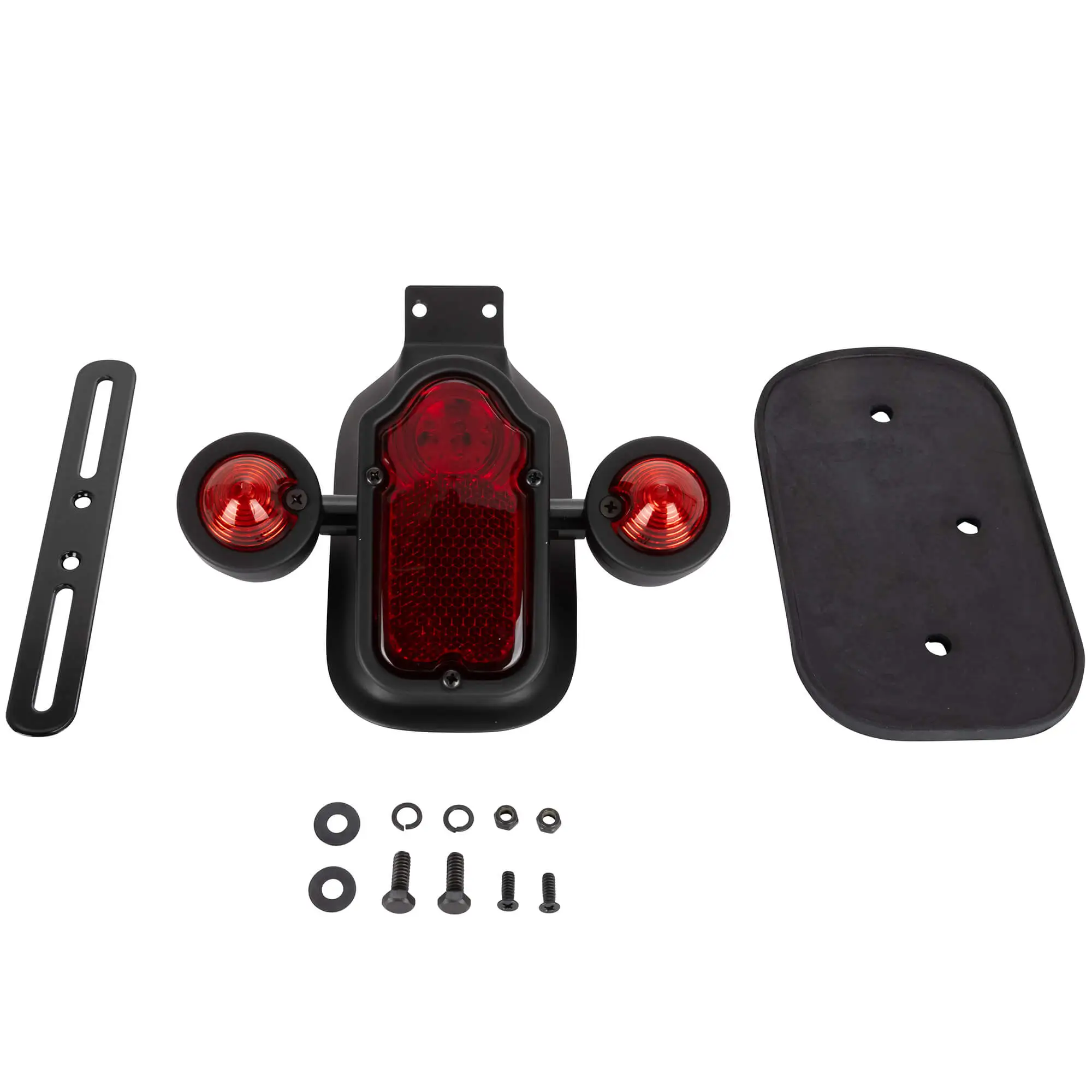 Cycle Standard Tombstone LED Taillight W/ Red Turn Signals - Red Lens - Black - Image 2