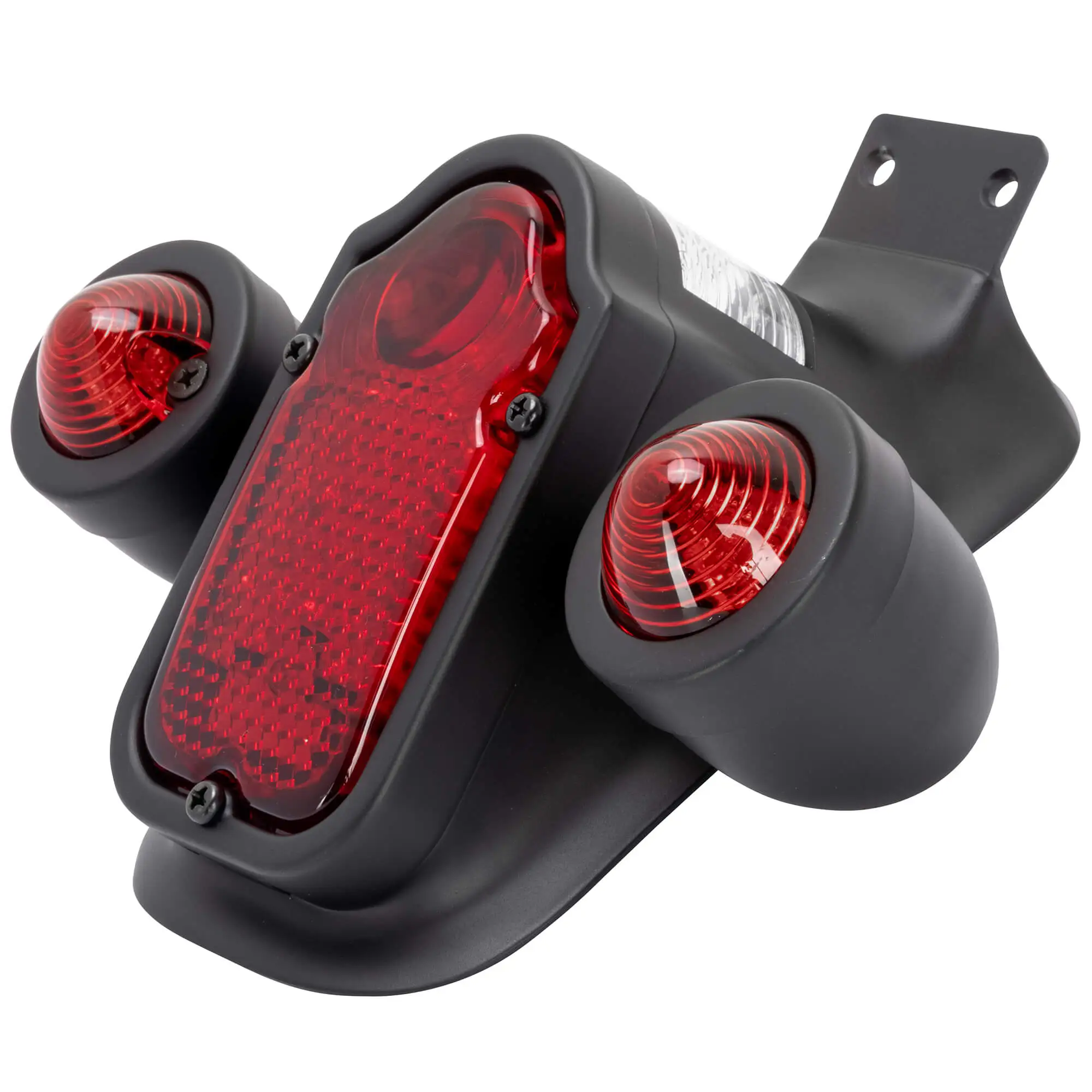 Cycle Standard Tombstone LED Taillight W/ Red Turn Signals - Red Lens - Black