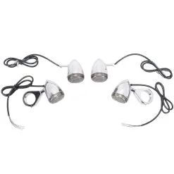 Cycle Standard LED Turn Signal Kit For 41mm Forks - Smoked Lens - Chrome