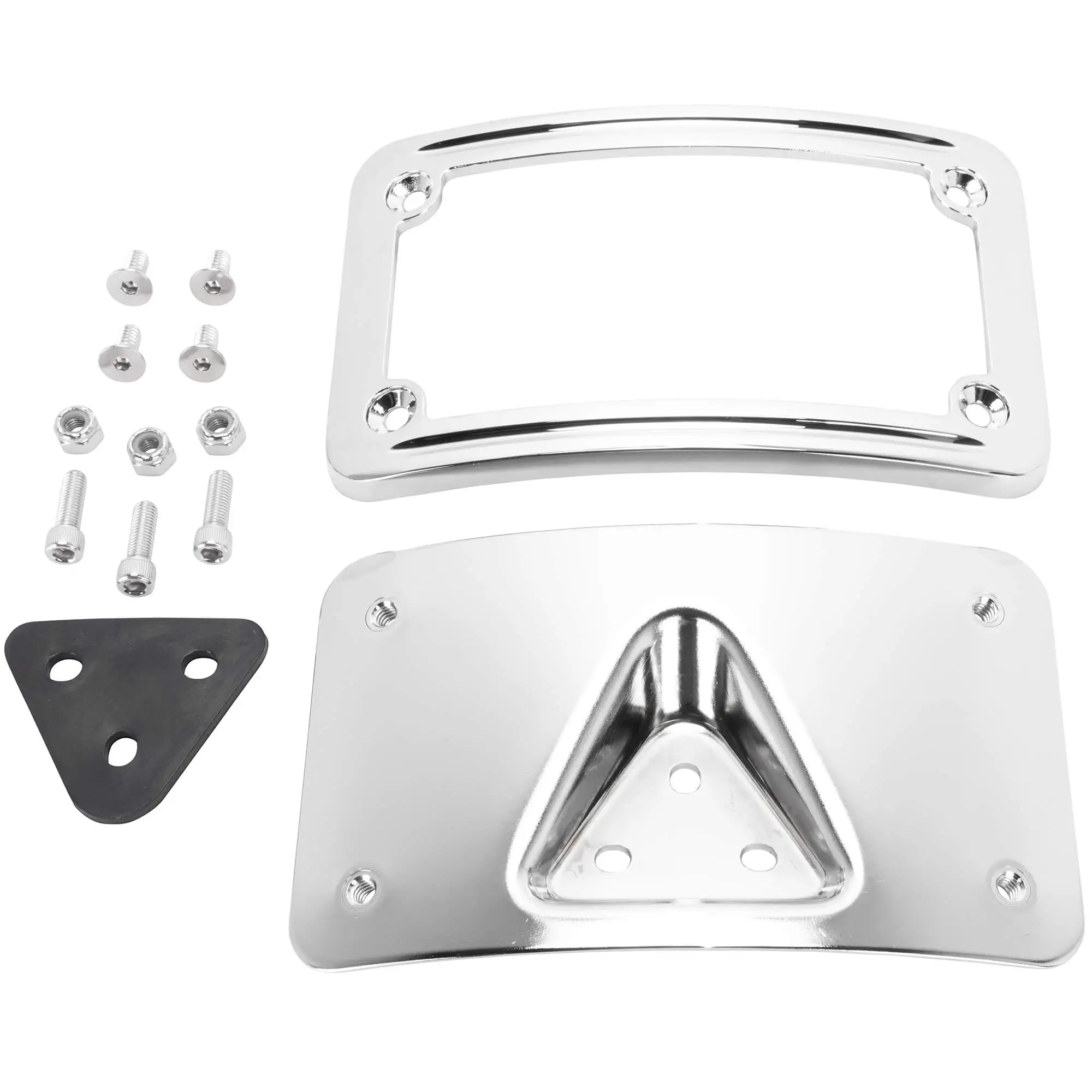 Cycle Standard 2 Piece Curved License Plate Bracket - Chrome - Image 2