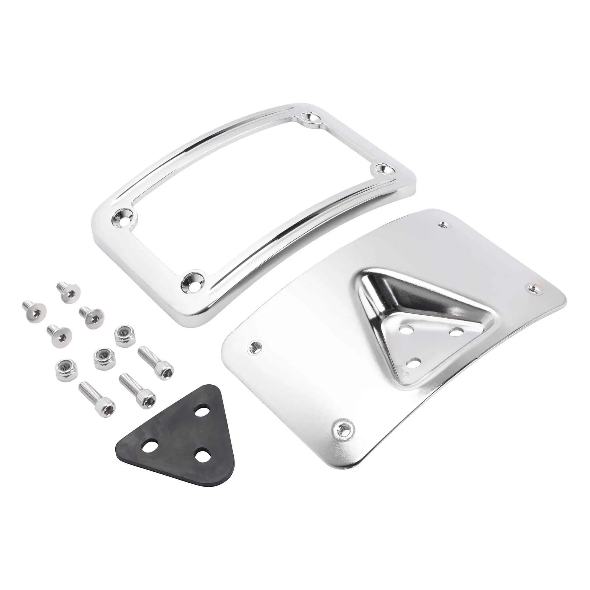 Cycle Standard 2 Piece Curved License Plate Bracket - Chrome - Image 3