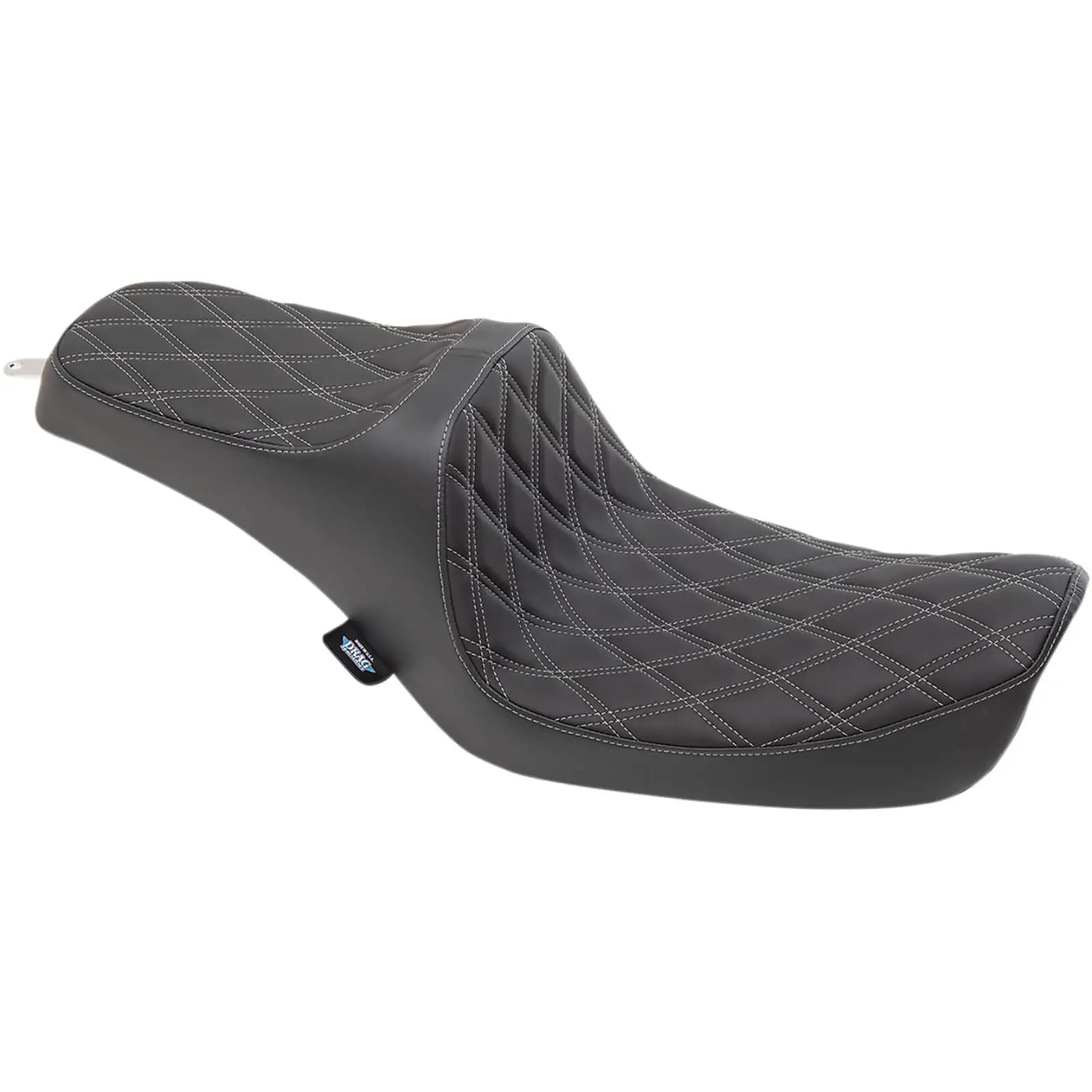 DRAG Specialties Predator III 2-Up Seat - Silver Stitch Double Diamond - 1996-2003 Harley-Davidson FXD/FXDC/FXDL/FXDX/FXDWG