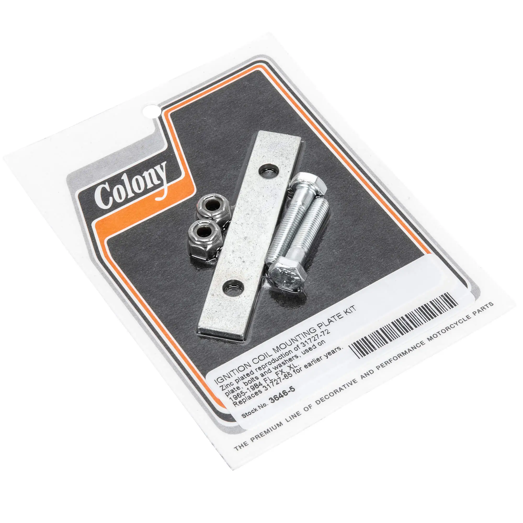 Colony #3646-5 Ignition Coil Mounting Plate Kit 1965-84 Harley-Davidson FL FX XL