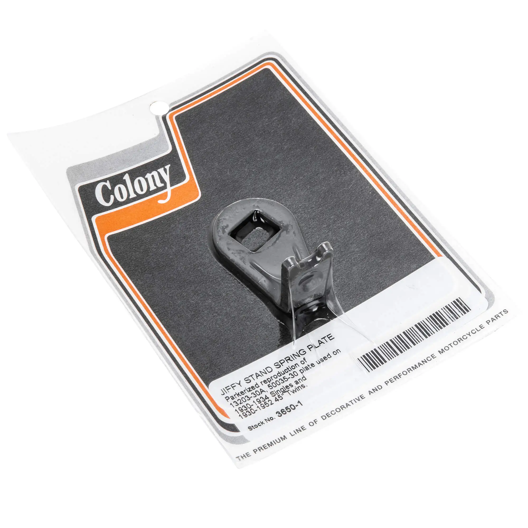 Colony #3650-1 Jiffy Stand Spring Plate - Parkerized - 1930-52 Harley-Davidson 45 Twins 30-34 Singles