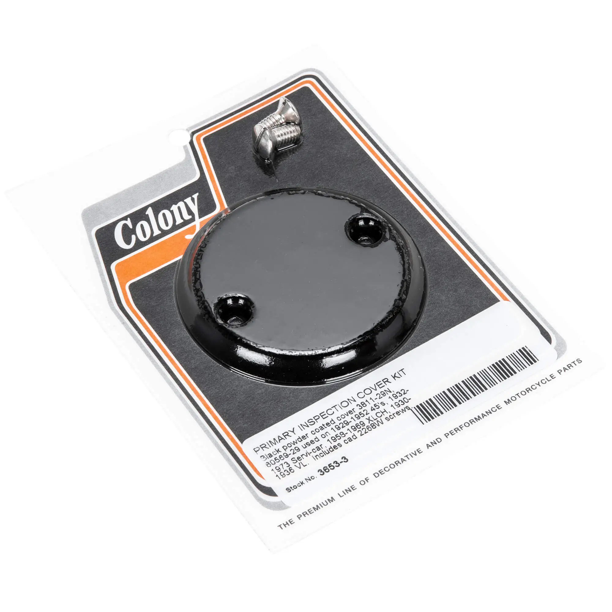 Colony #3653-3 Primary Inspection Cover Kit - Black Powdercoat - 1929-52 Harley-Davidson 45's 32-73 Servi-car 30-36 VL