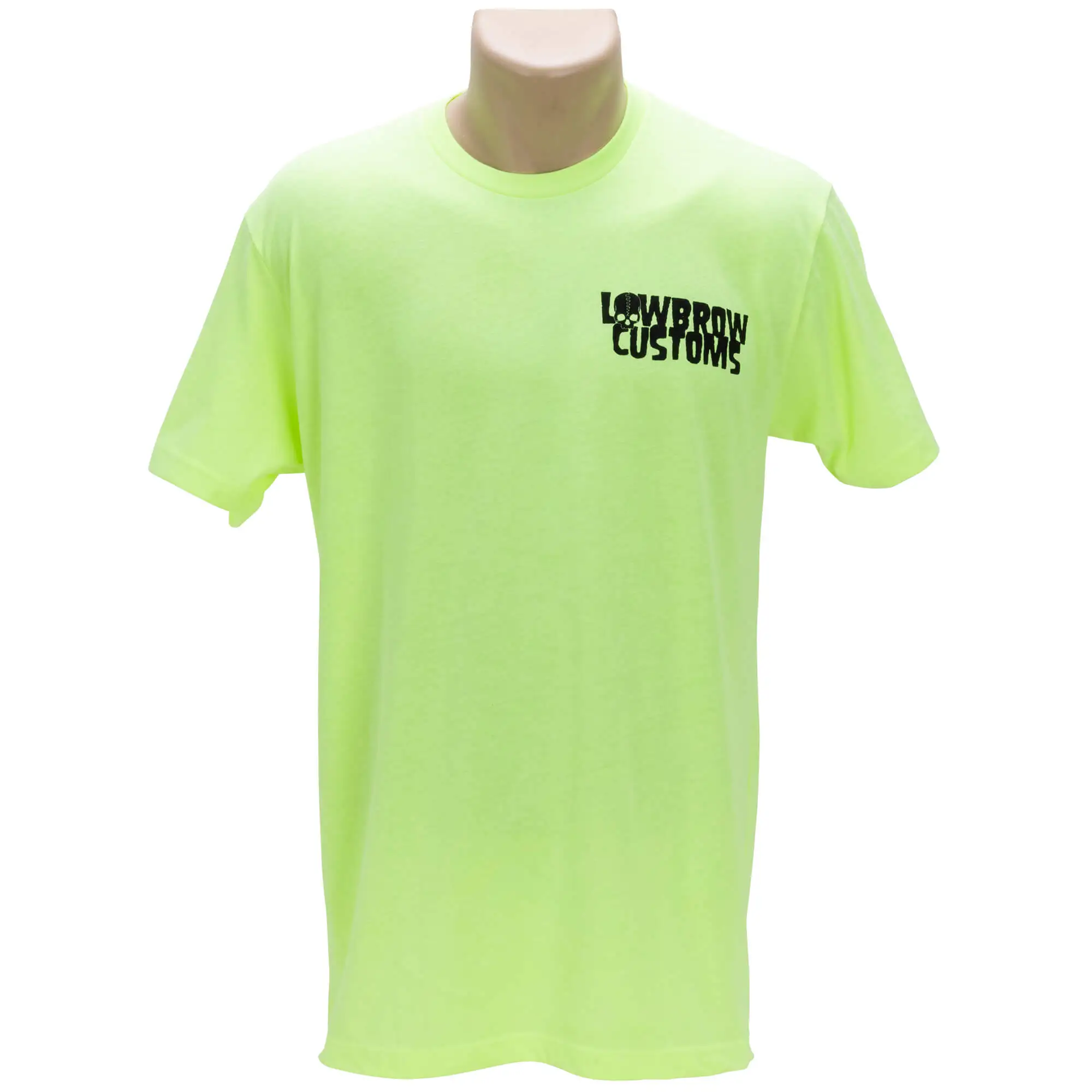 Lowbrow Customs Winged Wheel Neon Yellow High-Viz T-Shirt - Image 3