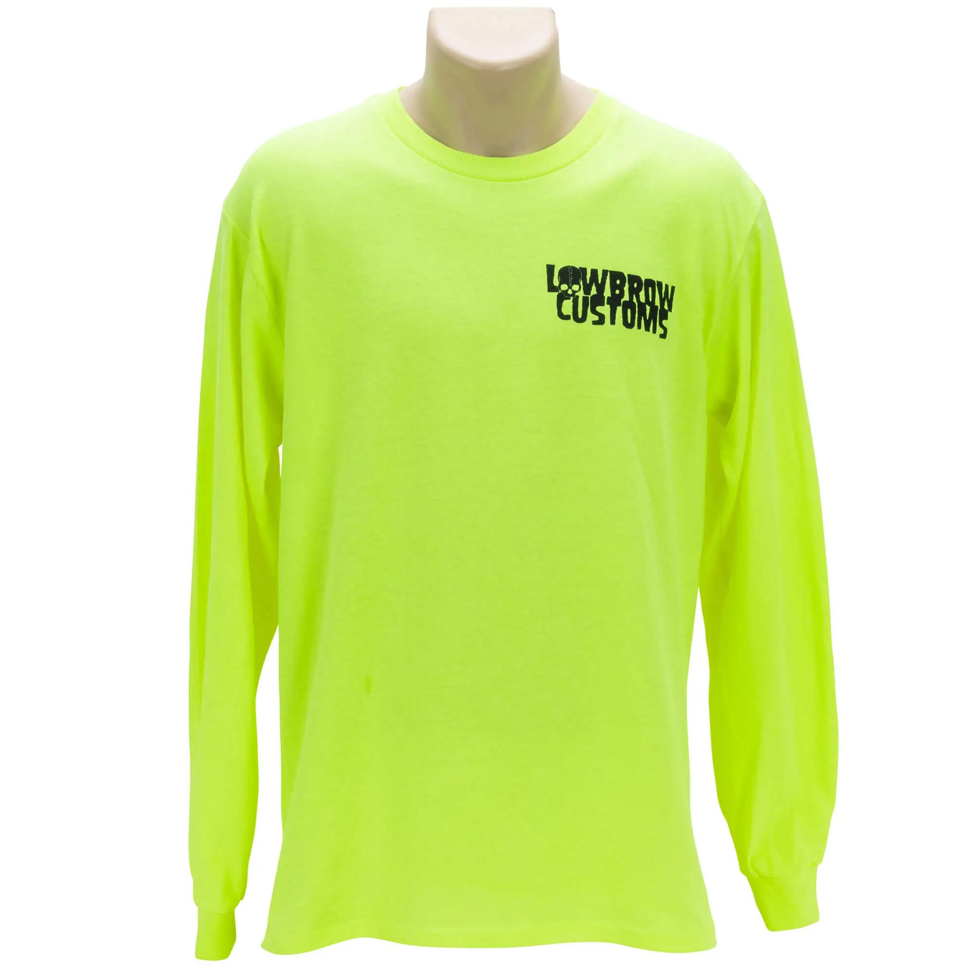 Lowbrow Customs Winged Wheel Safety Green High-Viz Longsleeve Shirt - Image 3