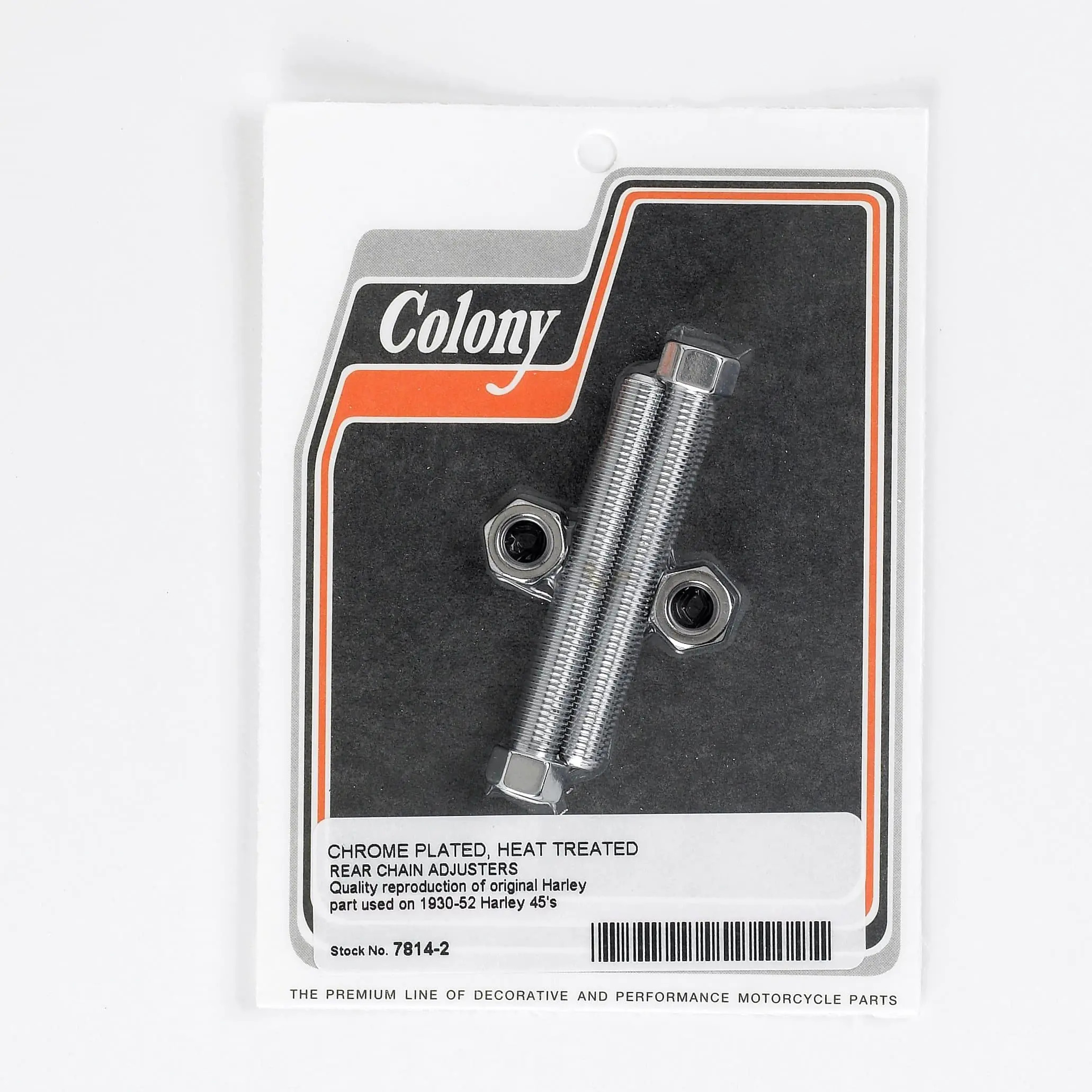 Colony #7814-2 Rear Chain Adjusters - Harley Flathead 45's 1930 -1952 - Chrome Plated