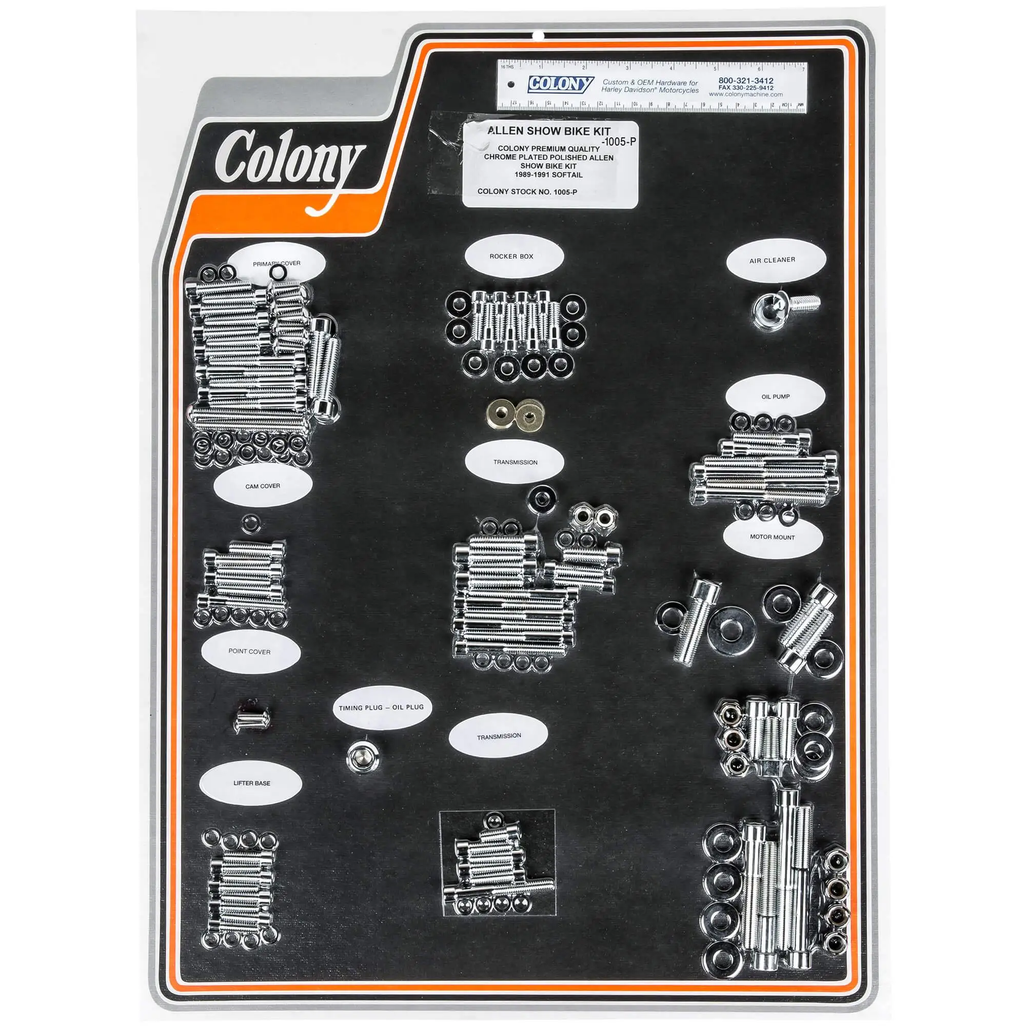 Colony #1005-P Complete Show Bike Kit Chrome Smooth Allen Hardware Harley 1989-91 Softail