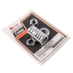 Colony #2021-5 Front Axle Nut Spacer Kit Grooved Chrome Harley FXST FXDWG