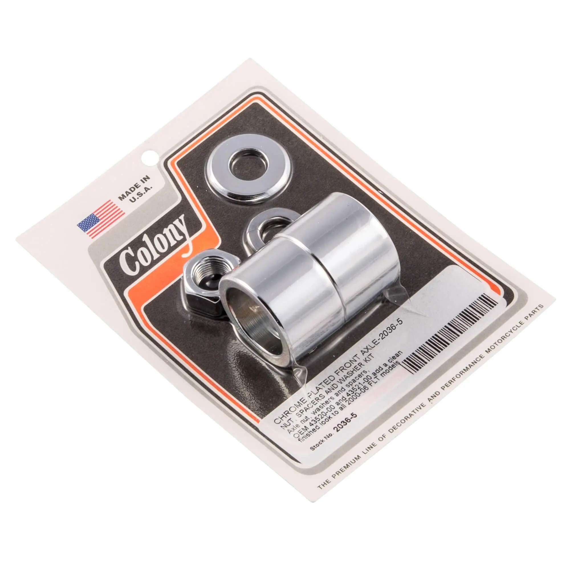 Colony #2036-5 Front Axle Nut Spacer Kit Chrome Smooth Harley FLT 2000-06