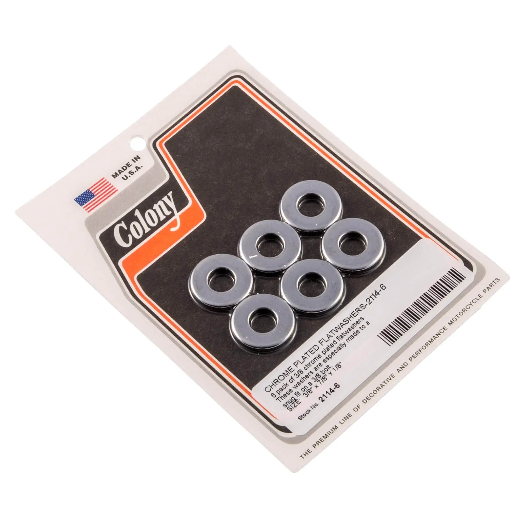 Colony #2114-6 3/8 Inch Chrome Plated Thick Flat Washers 6 Pack