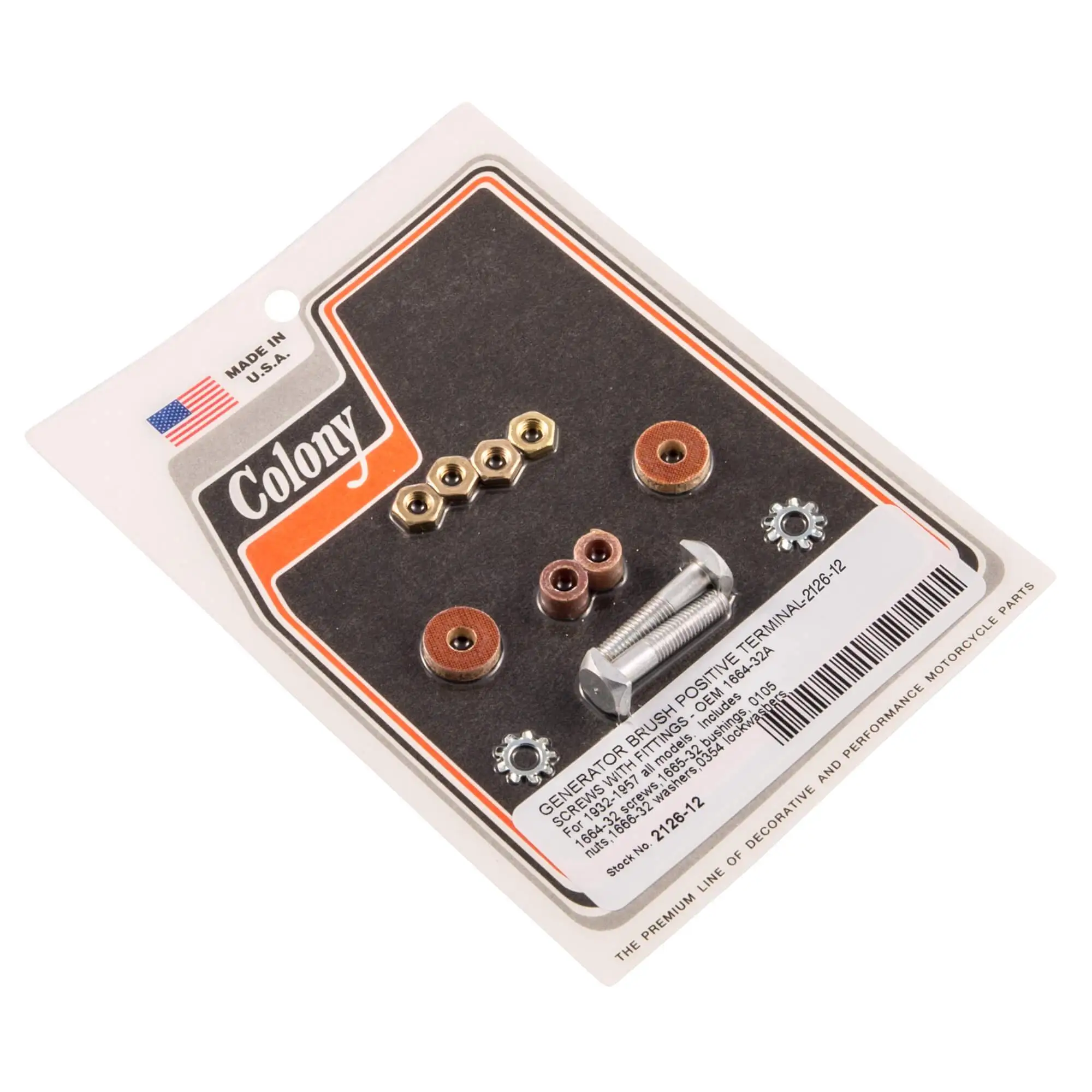 Colony #2126-12 Generator Brush Positive Terminal Screws Fittings Harley 32-57 All Models