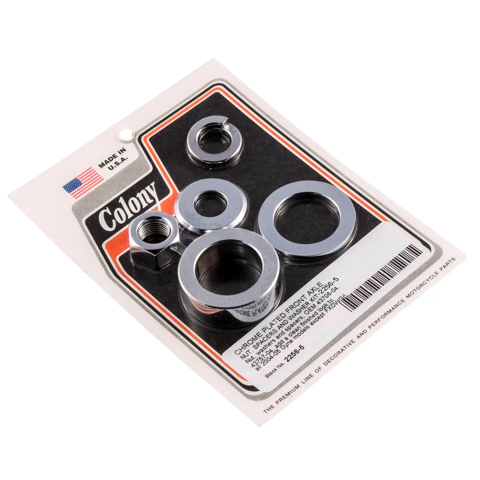 Colony #2256-5 Chrome Front Axle Nut Spacers Washer Kit Harley Dyna 04-05