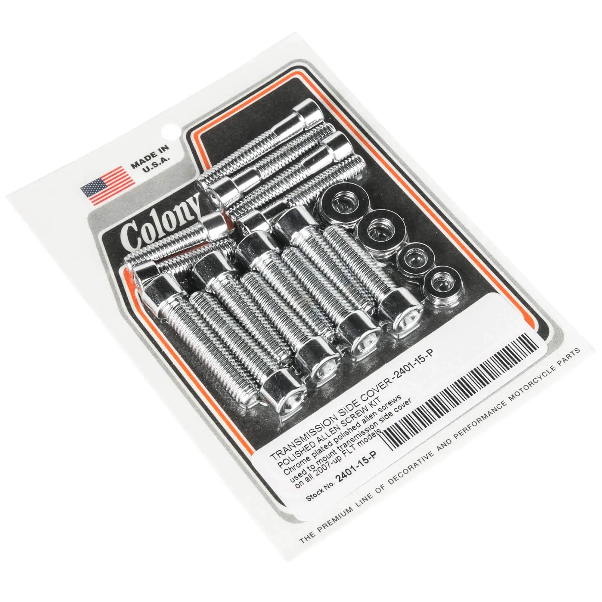 Colony #2401-15-P Transmission Side Cover Smooth Chrome Allen Screw Kit Harley FLT 2007-up