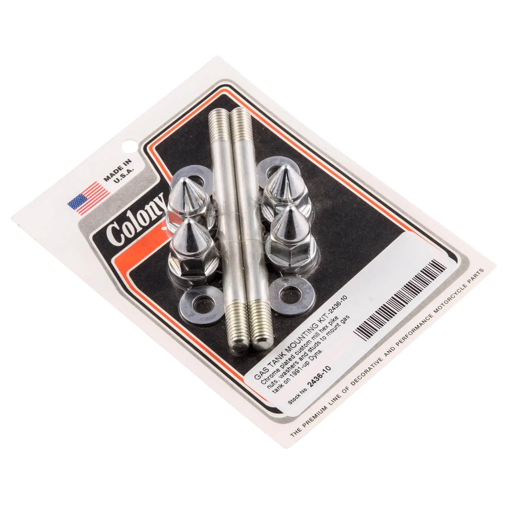 Colony #2436-10 Gas Tank Mounting Kit Chrome Pike Nut Harley Dyna 91-up