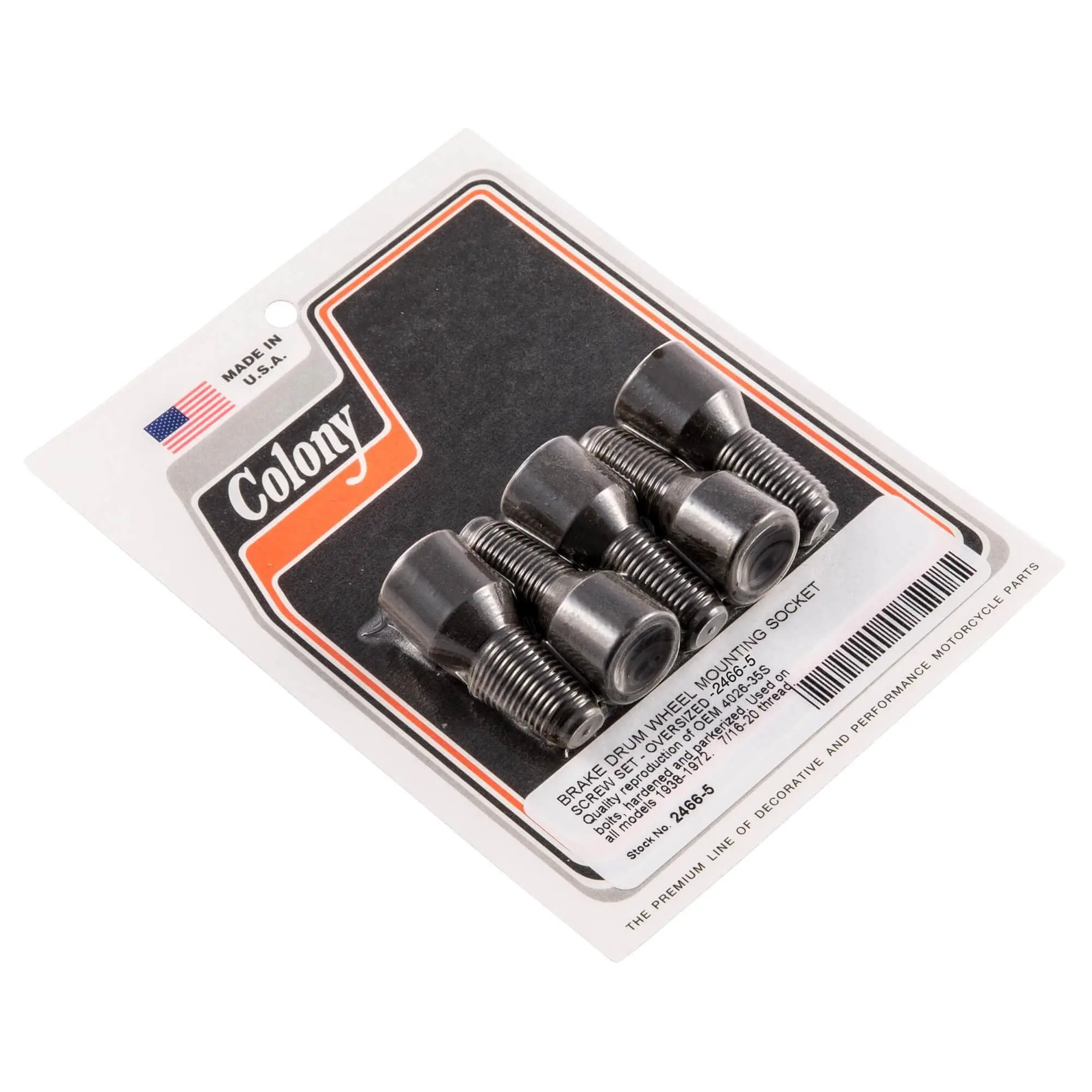 Colony #2466-5 Brake Drum Wheel Mounting Bolt Set - Oversized - Harley-Davidson 1936 - 1972