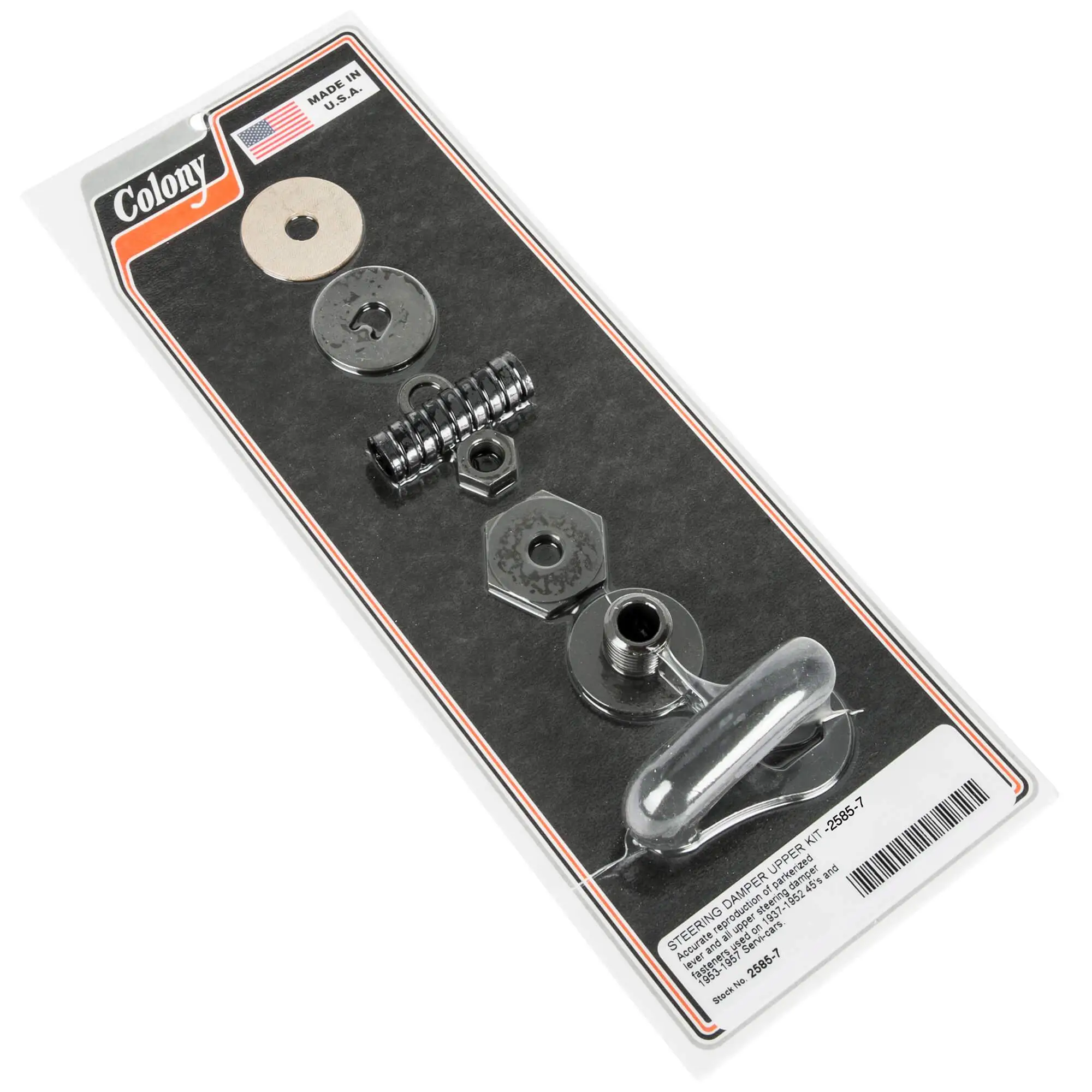 Colony #2585-7 Steering Damper Upper Kit Parkerized Harley 45s 37-57 Servicar 53-57 - Image 2