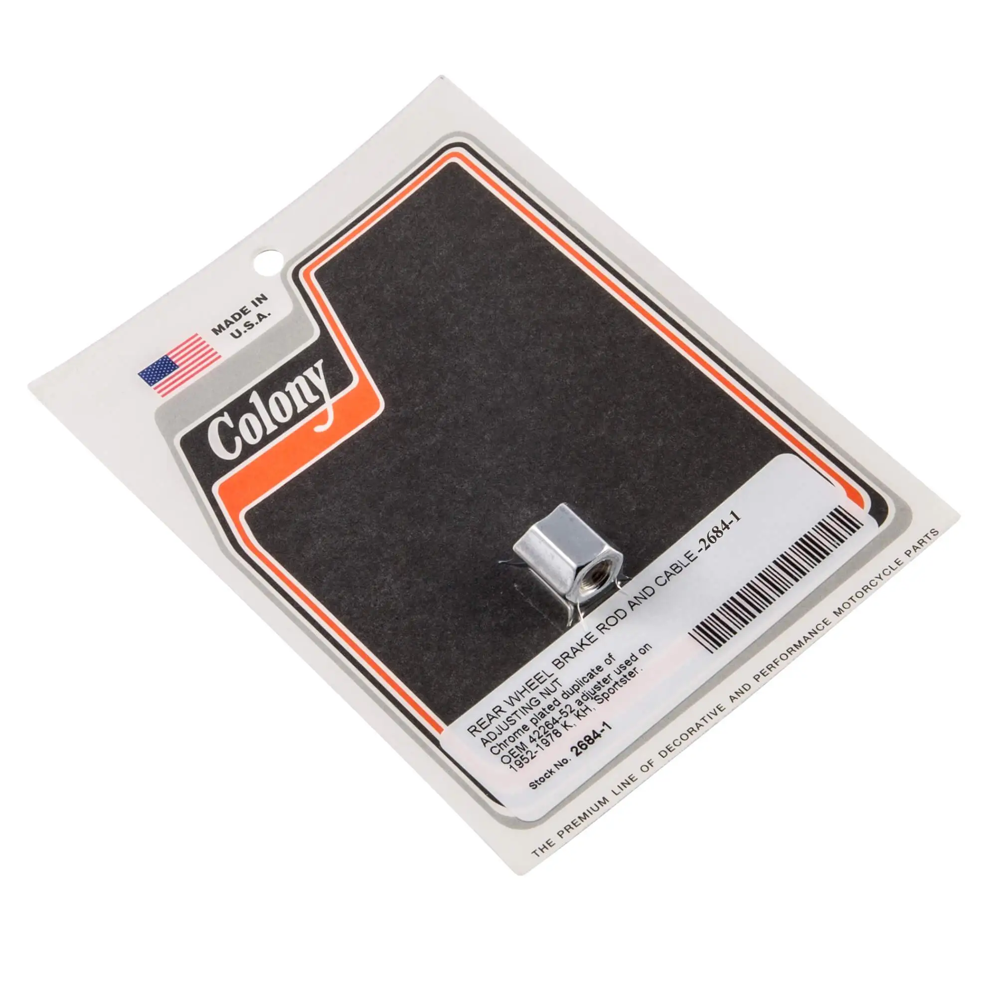 Colony #2684-1 Rear Wheel Brake Rod And Cable Adjusting Nut Chrome Harley K KH Sportster 52-78