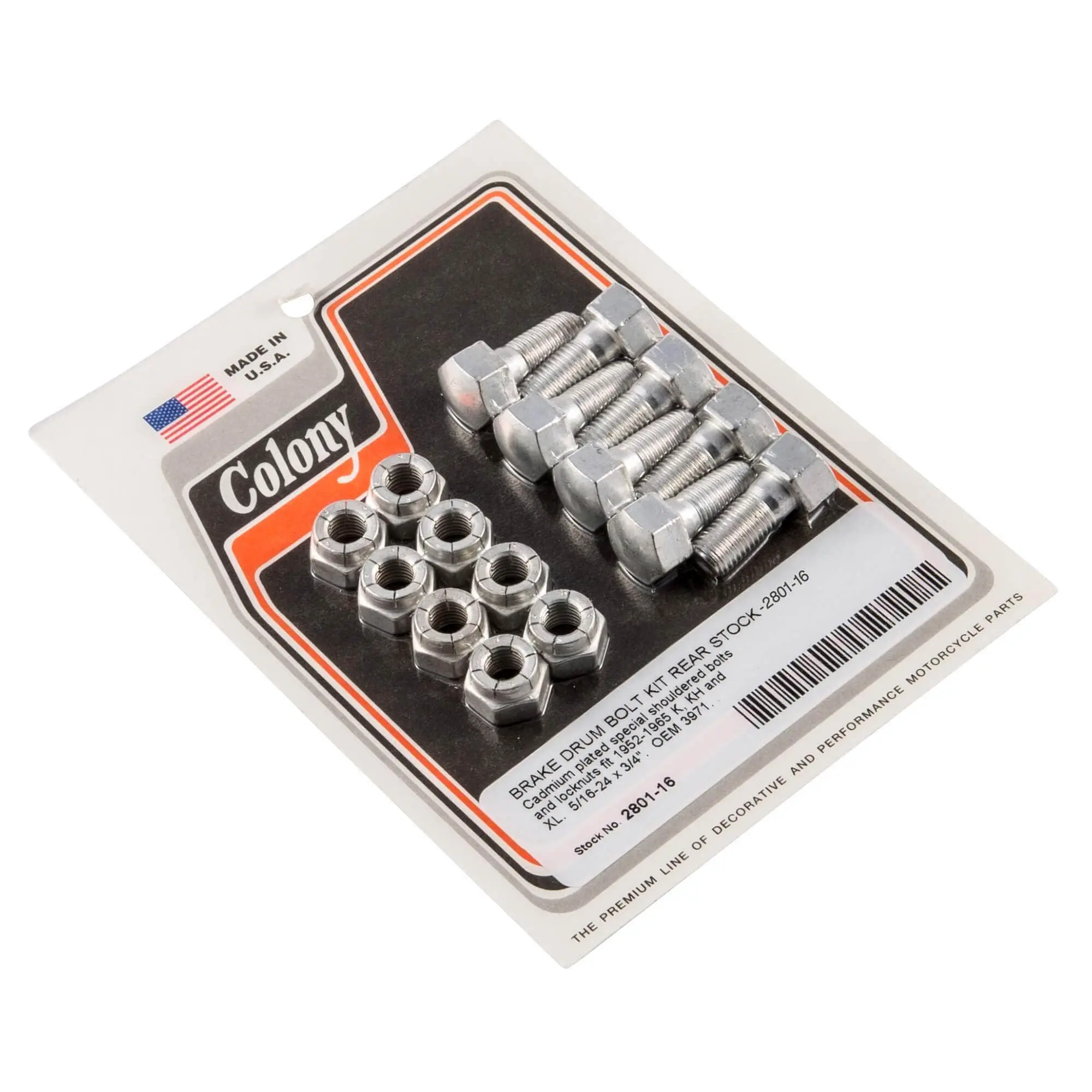 Colony #2801-16 Brake Drum Bolt Kit Rear CAD Plated Harley K KH XL 1952-65