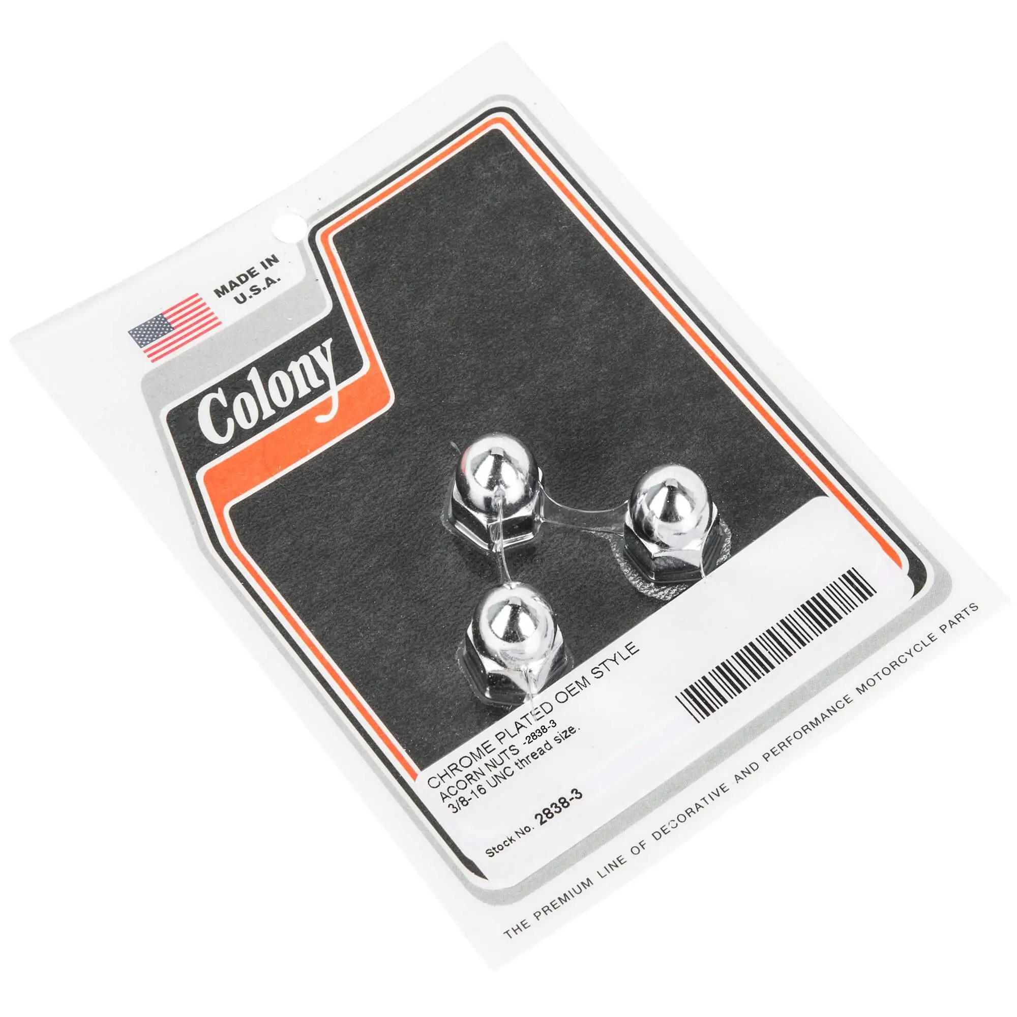 Colony #2838-3 Harley OEM Style Chrome Acorn Nuts 3/8-16 Thread 3 Pack