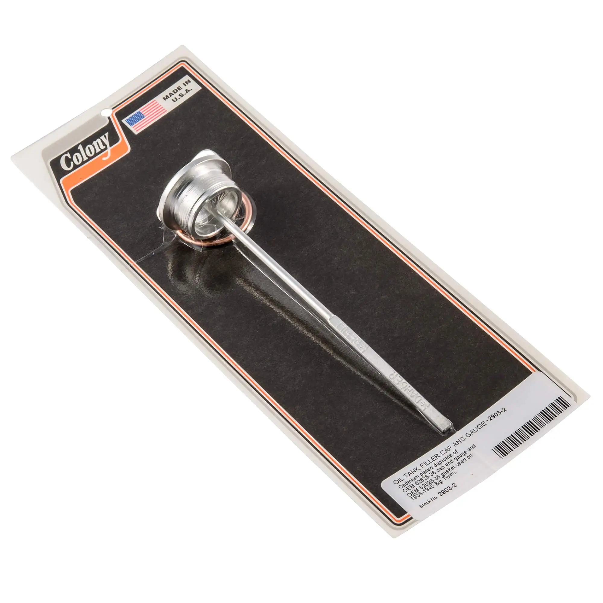 Colony #2903-2 Oil Tank Filler Cap And Gauge CAD Plated Harley Big Twins 1936-40