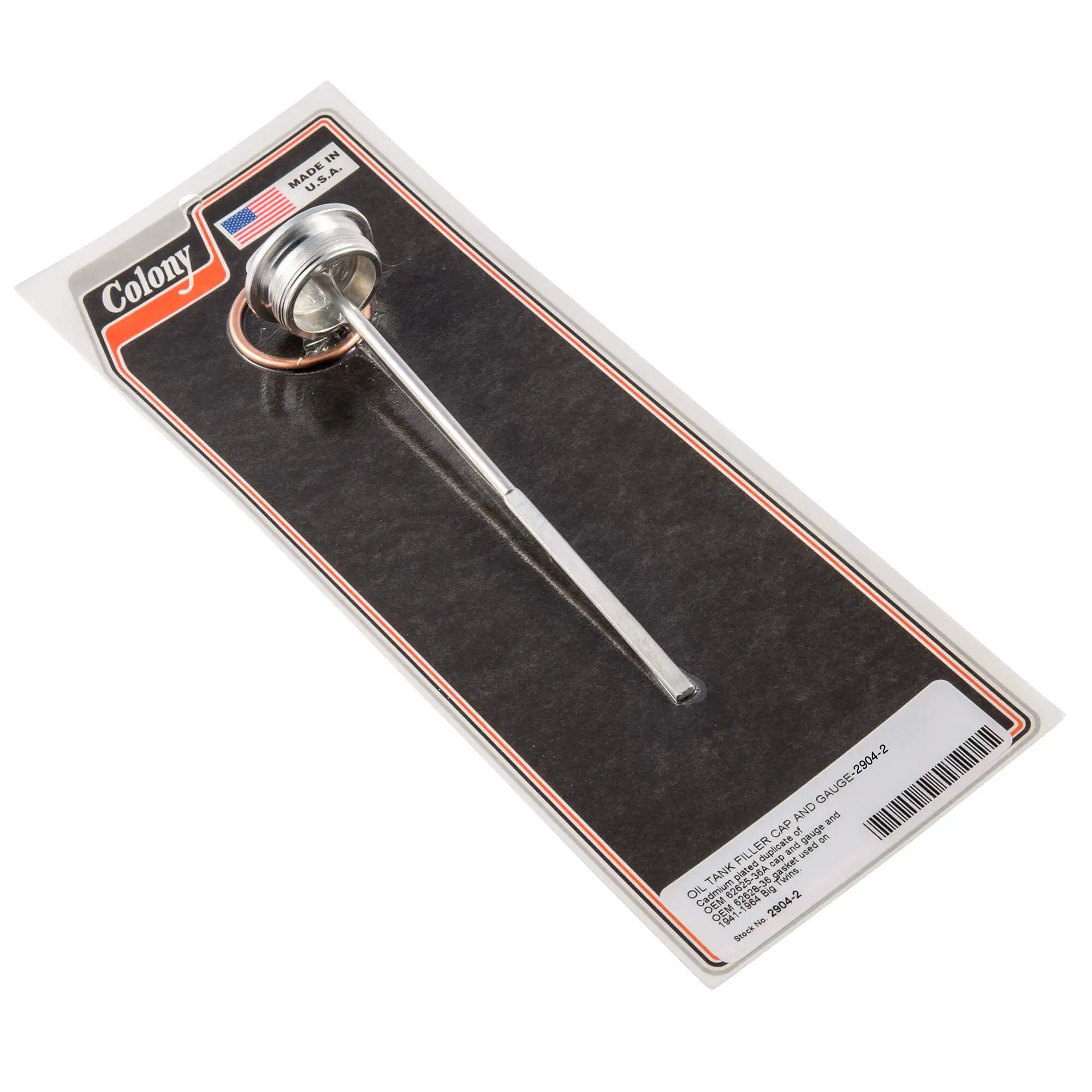 Colony #2904-2 Oil Tank Filler Cap And Gauge CAD Plated Harley Big Twin 1941-64