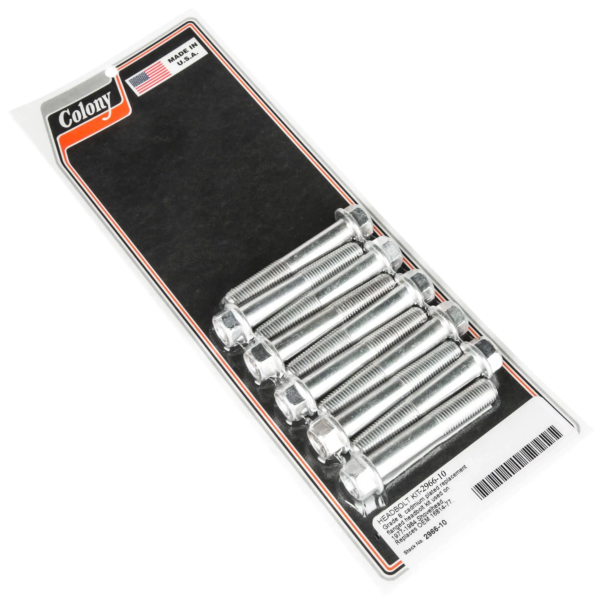 Colony #2966-10 Head Bolt Kit Grade 8 CAD Harley Shovelhead 77-84 OEM 16814-77