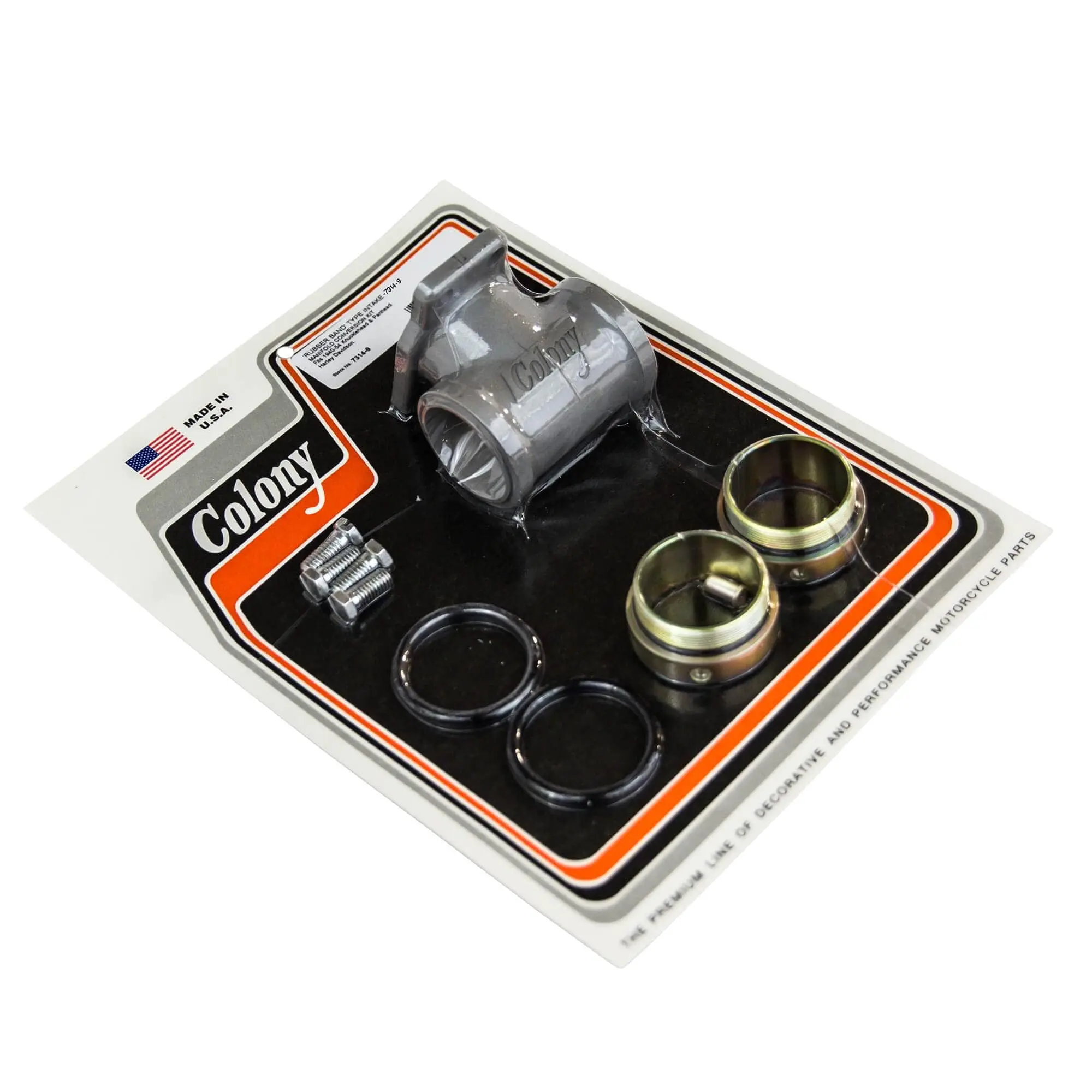Colony #7314-9 Rubber Band Type Intake Manifold Conversion Kit Fits 1940-54 H-D Knucklehead & Panhead