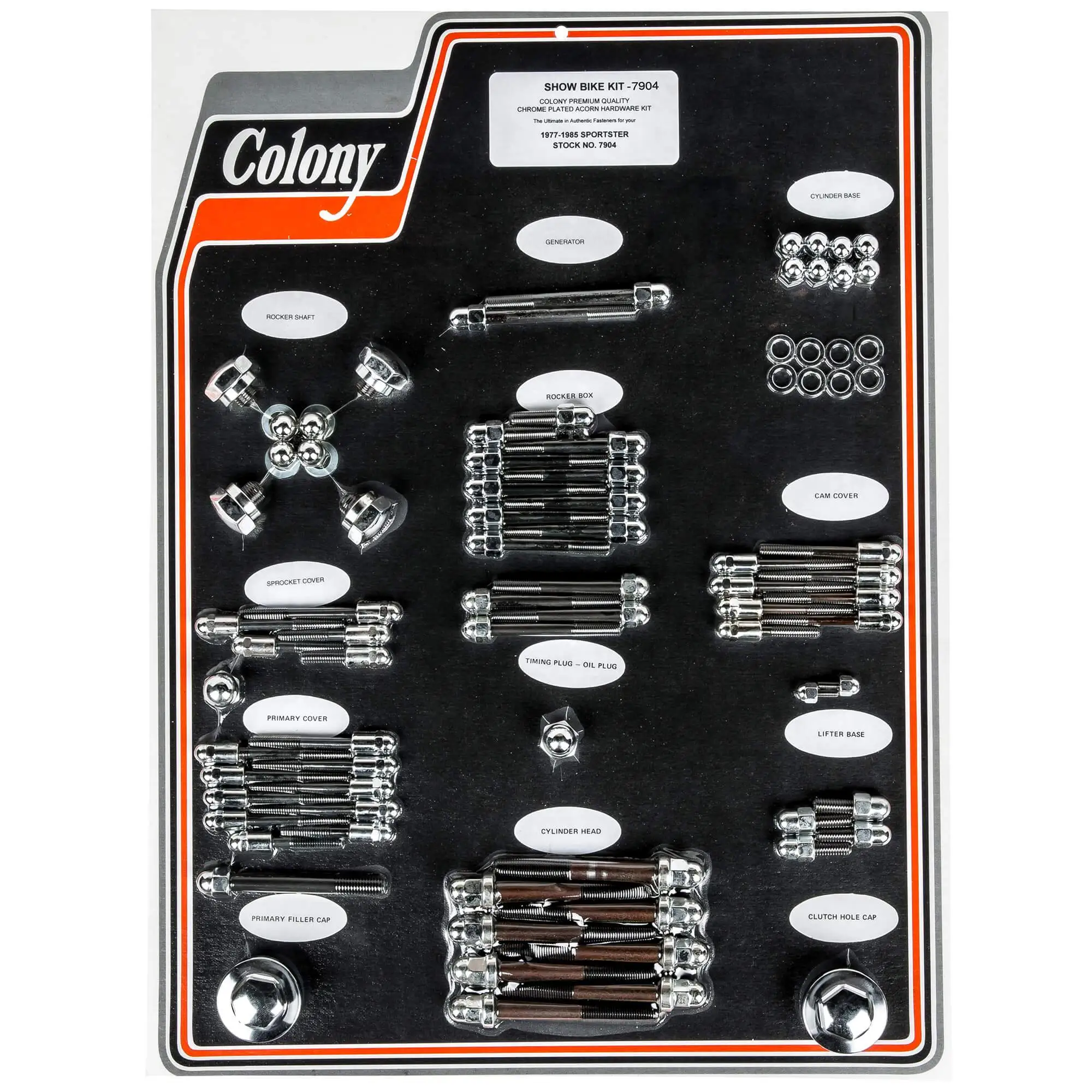 Colony #7904 Complete Show Bike Kit Chrome Acorn Hardware Harley 77-85 Sportster