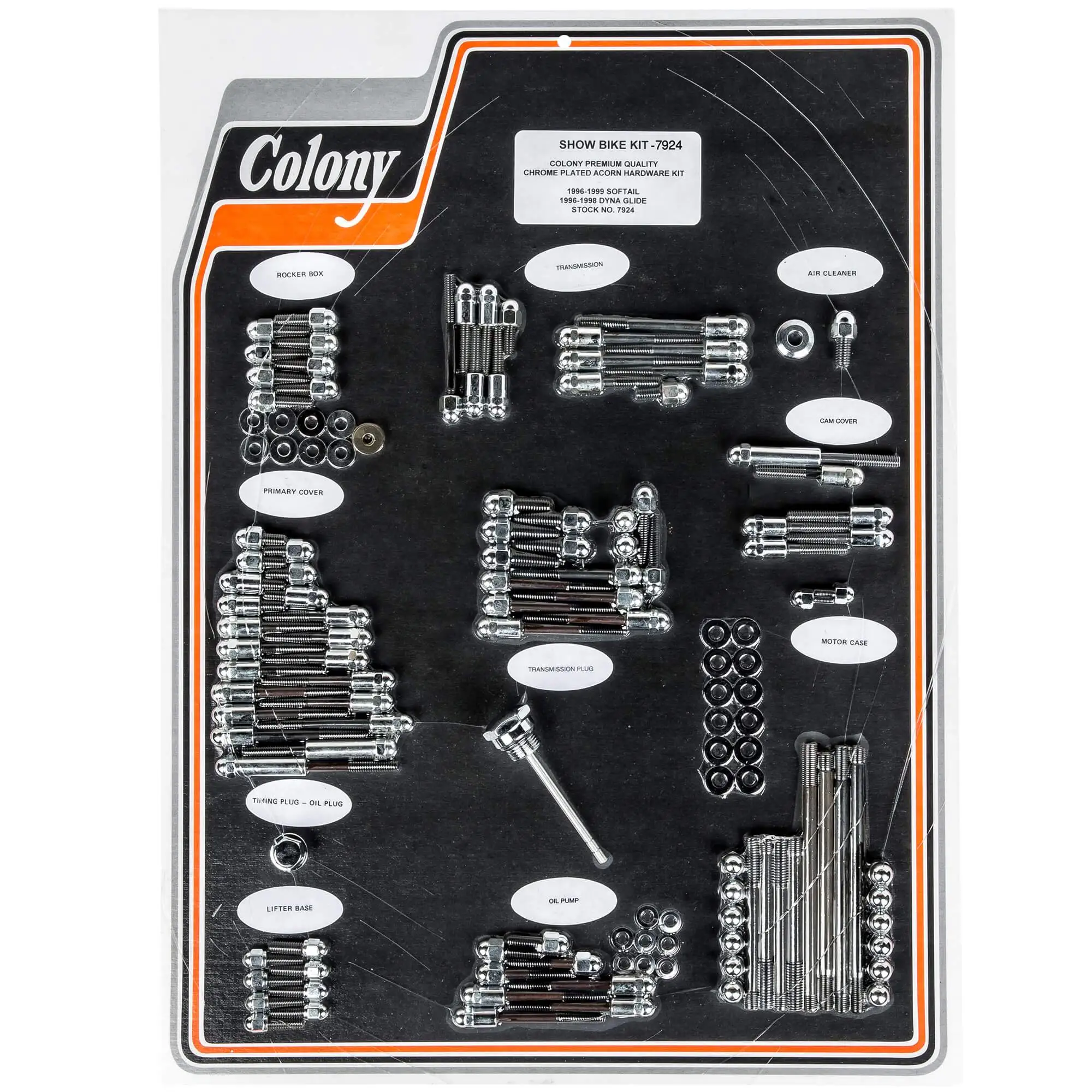 Colony #7924 Complete Show Bike Kit Chrome Acorn Hardware Harley 96-99 Softail 96-98 Dyna Glide